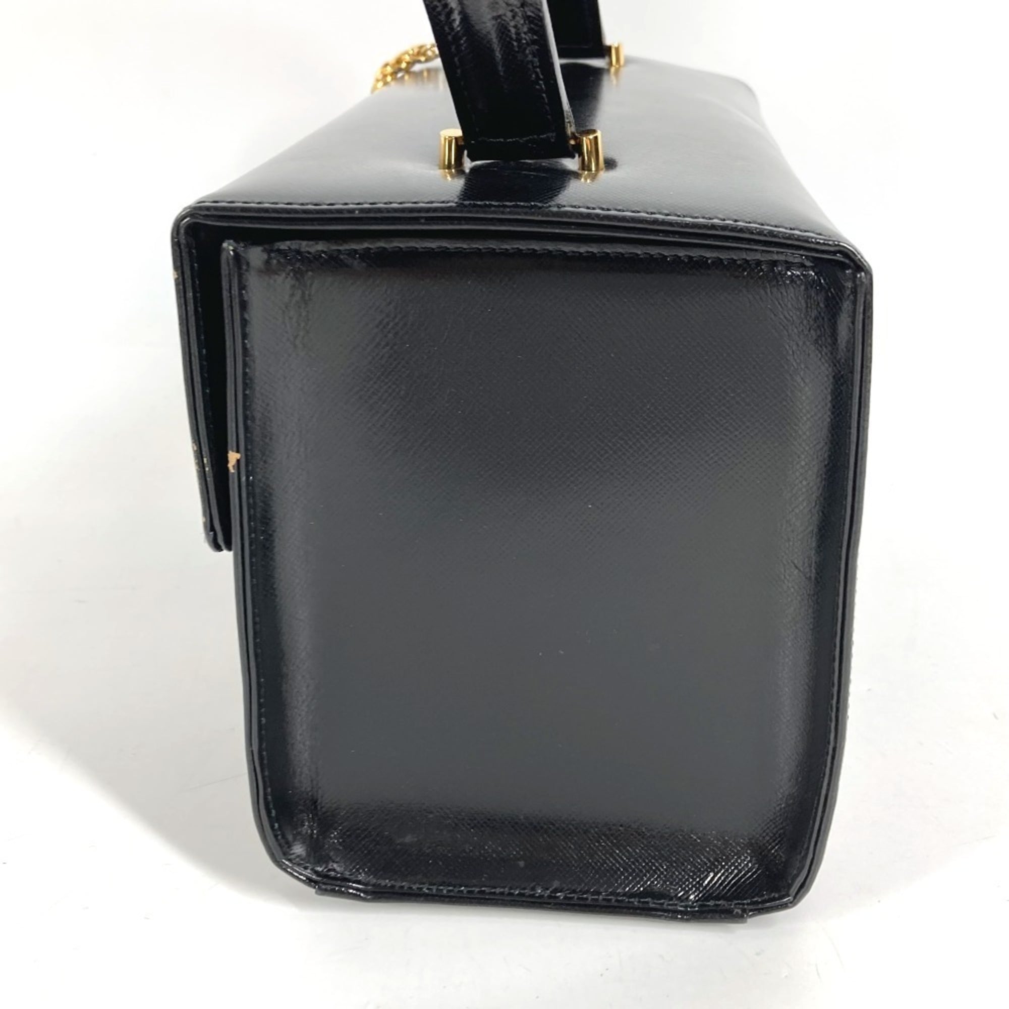 Versace Black Leather Handbag Vanity Bag (Pre-Owned)