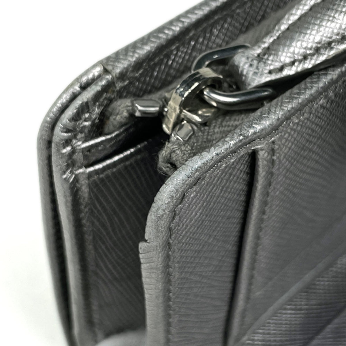 Prada Silver Saffiano Wallet (Bi-Fold) (Pre-Owned)