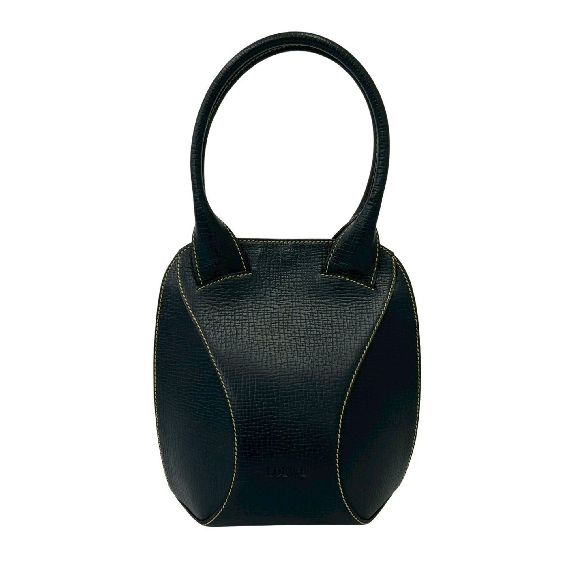 Loewe Navy Leather Boston Bag Handbag Tote Bag (Pre-Owned)