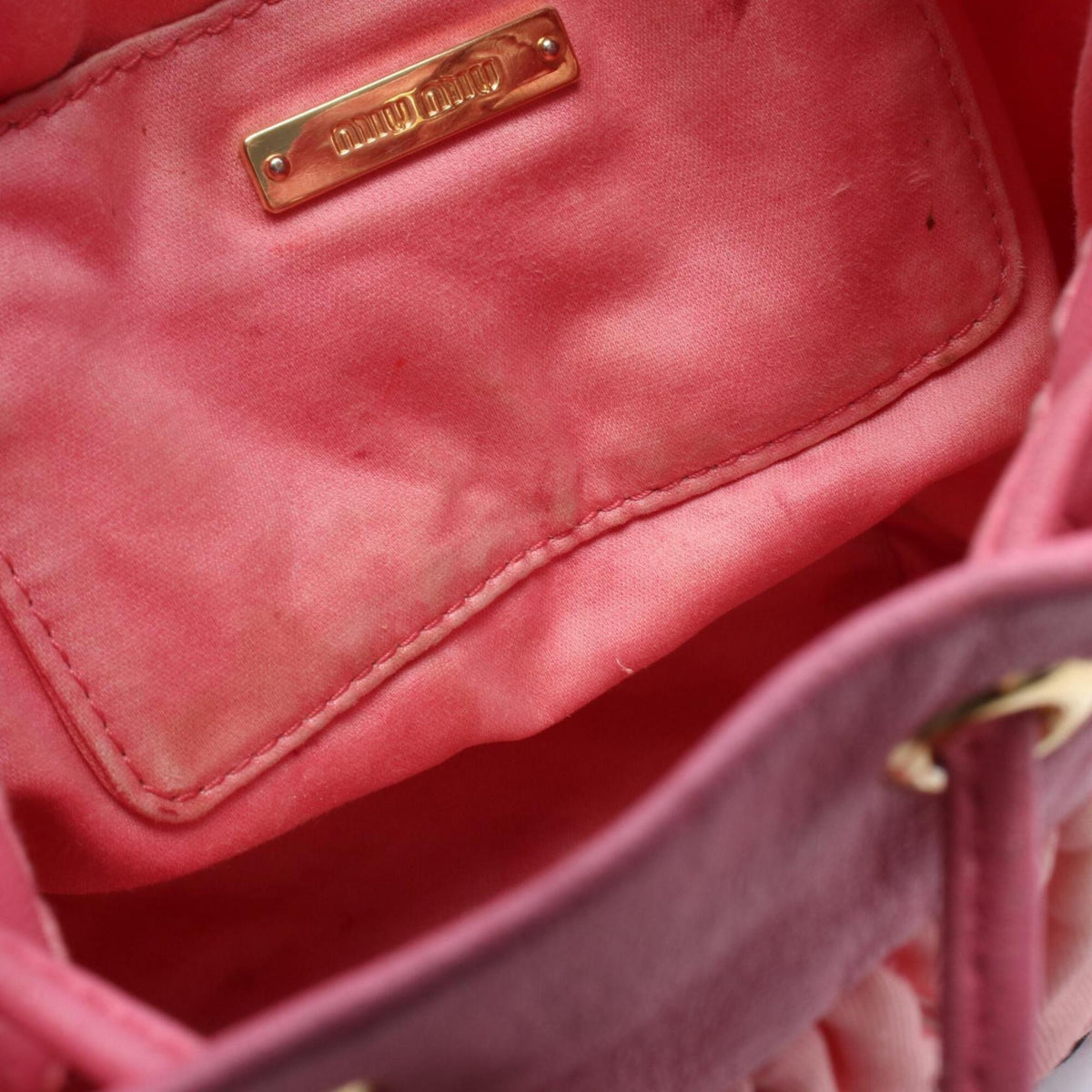 Miu Miu Black Pink White Canvas Leather Handbag Shoulder Bag (Pre-Owned)