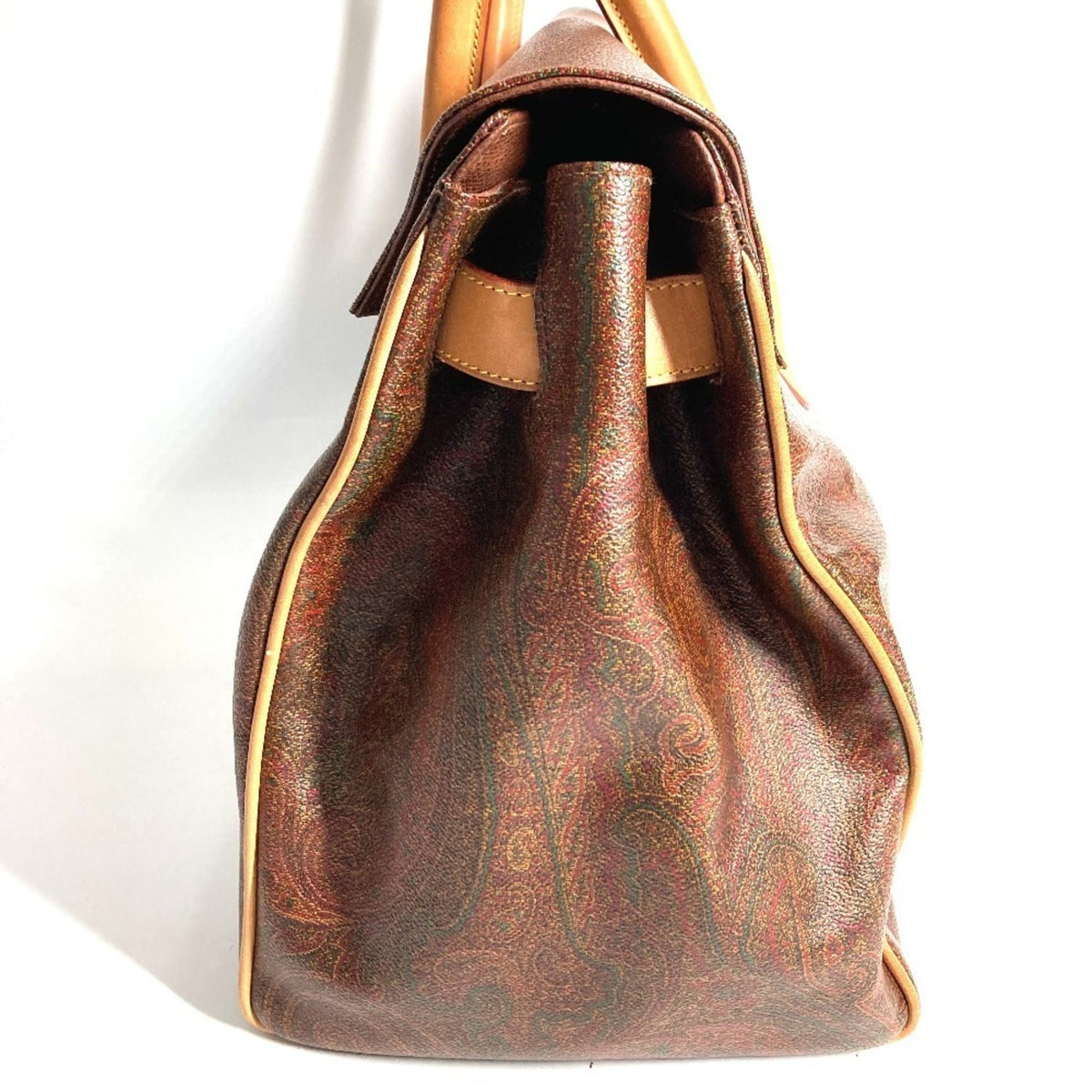 Etro Brown Leather Boston Bag Handbag Tote Bag (Pre-Owned)