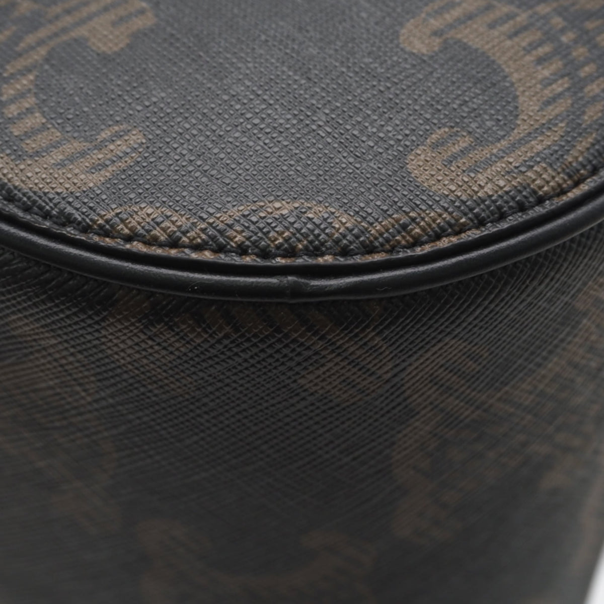 Celine Black Brown White Coated Canvas Leather Shoulder Bag (Pre-Owned)