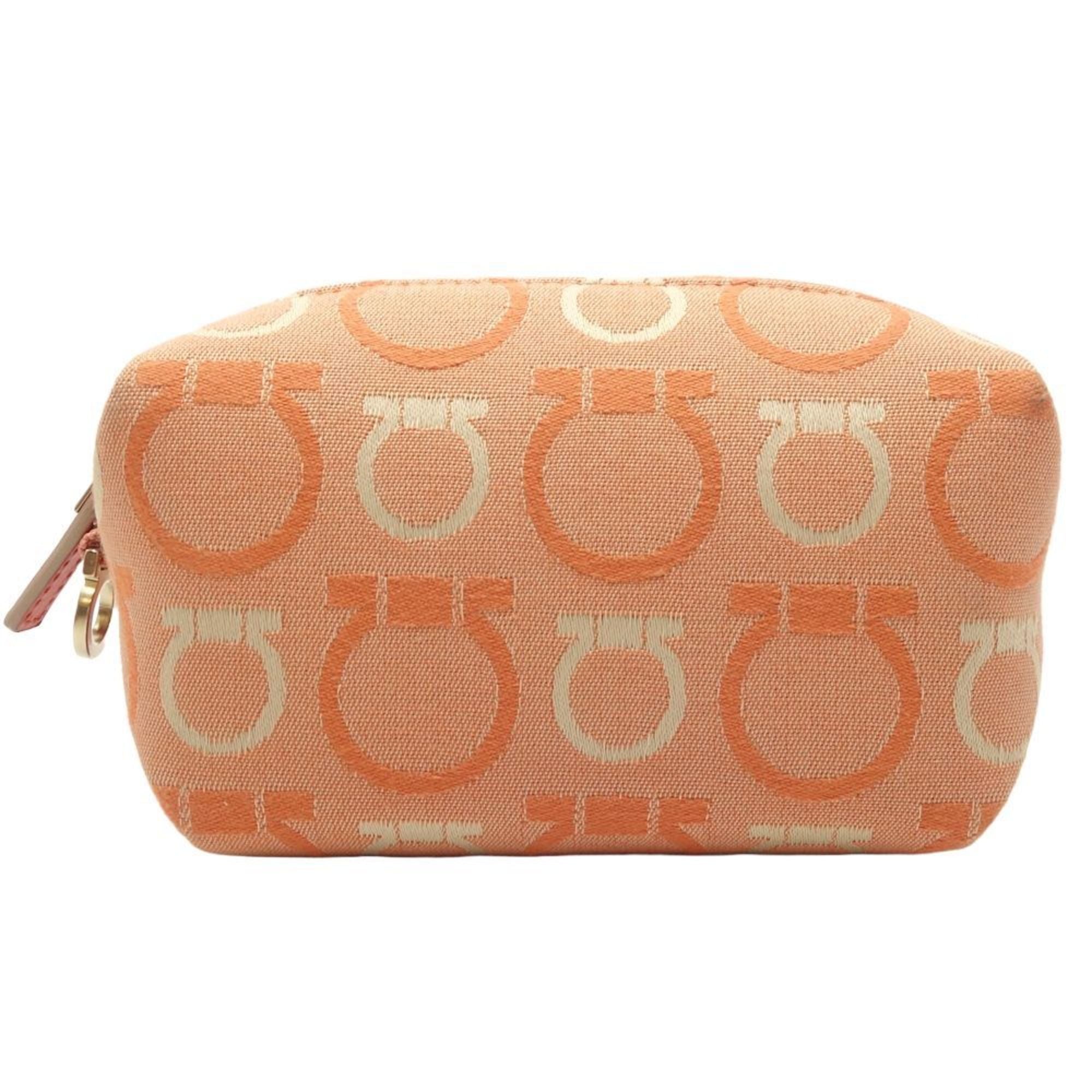 Salvatore Ferragamo Orange Canvas Pouch (Pre-Owned)
