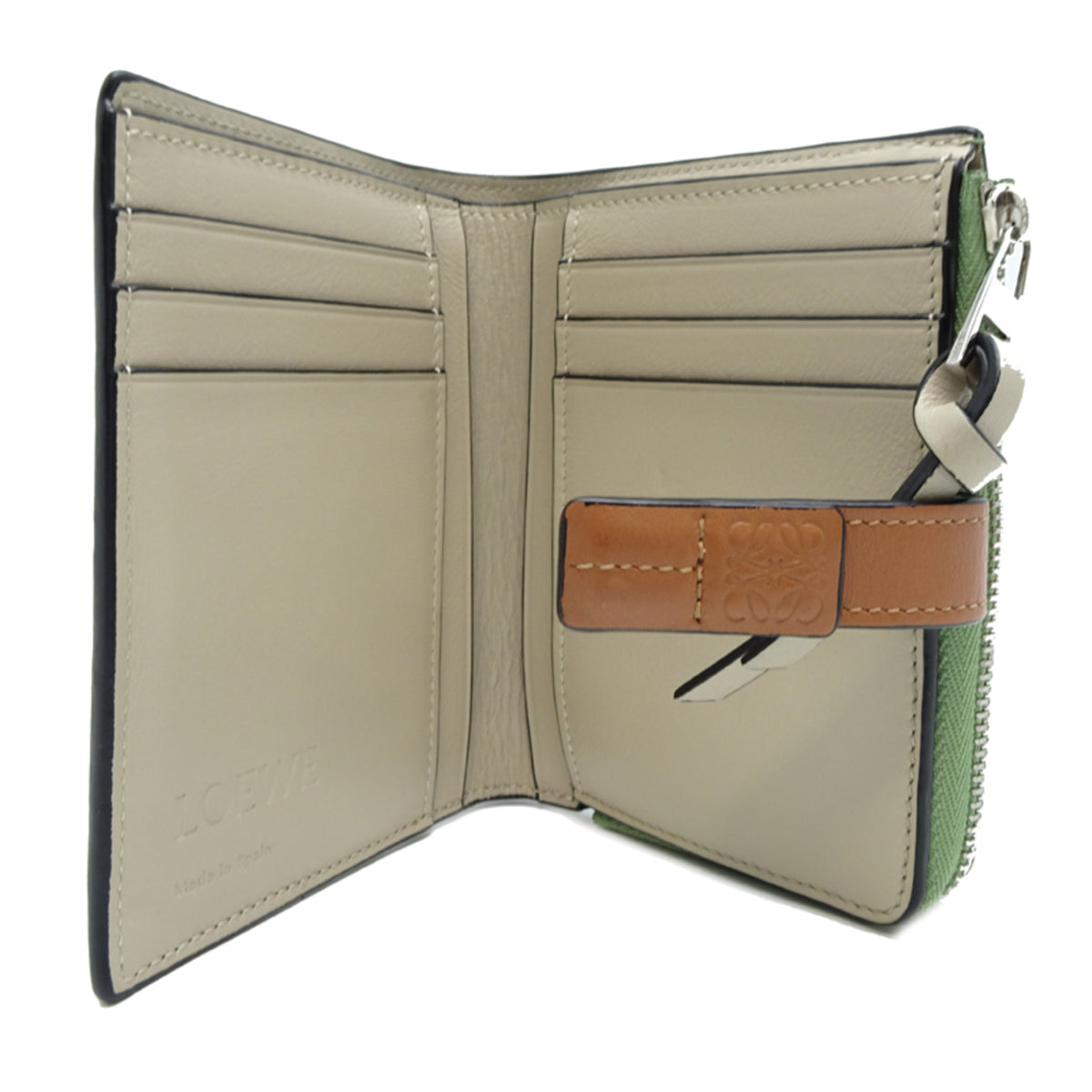Loewe Brown Moss Green Leather Wallet (Bi-Fold) (Pre-Owned)