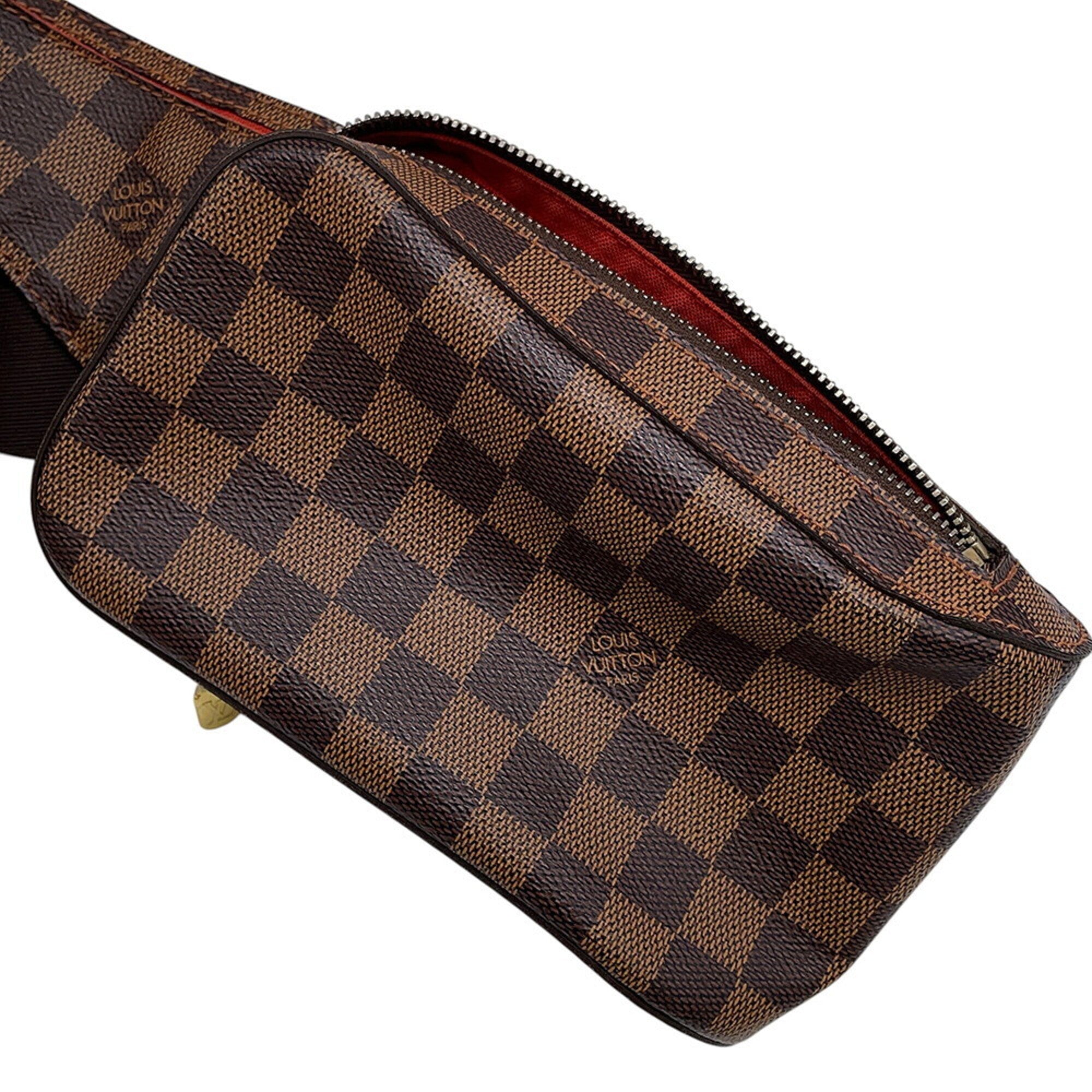 Louis Vuitton Brown Damier Canvas Ebene Exotic Leather Handbag Pouch Shoulder Bag Sling Bag (Pre-Owned)