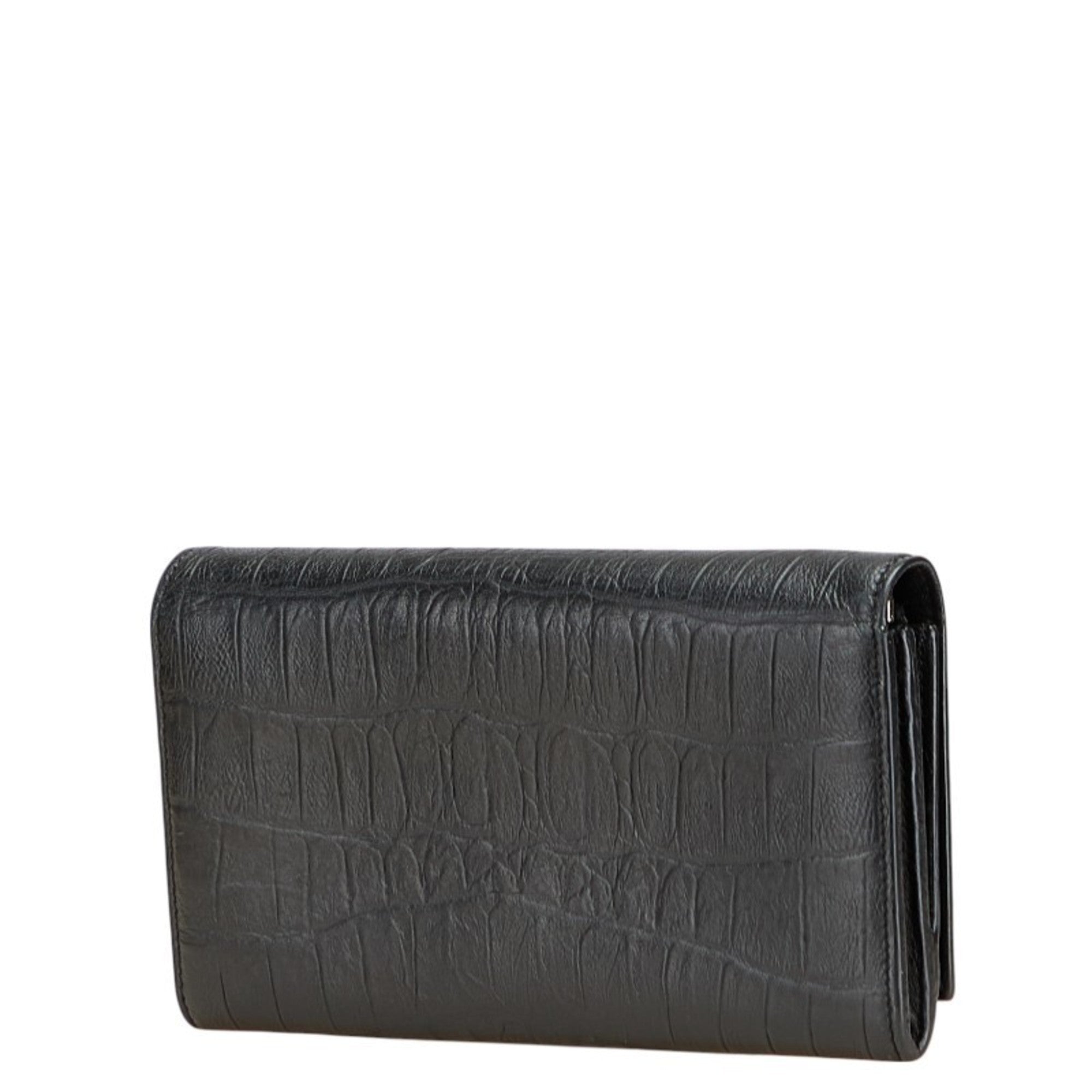 Saint Laurent Black Leather Long Wallet (Bi-Fold) (Pre-Owned)