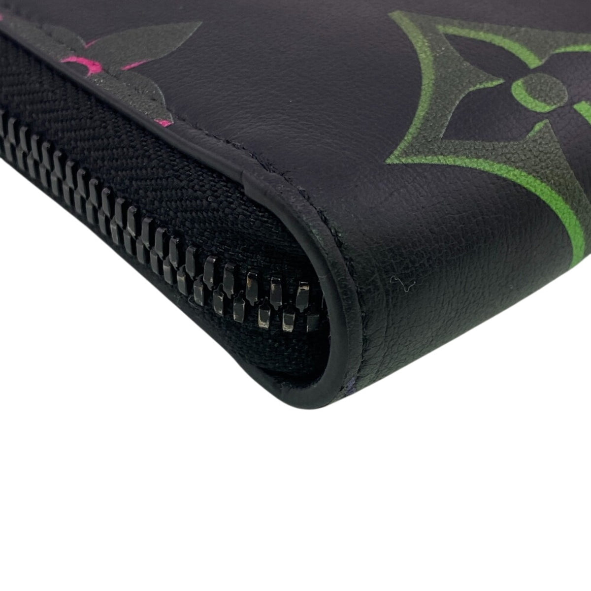 Louis Vuitton Monogram Black Green Purple Leather Long Wallet (Bi-Fold) (Pre-Owned)