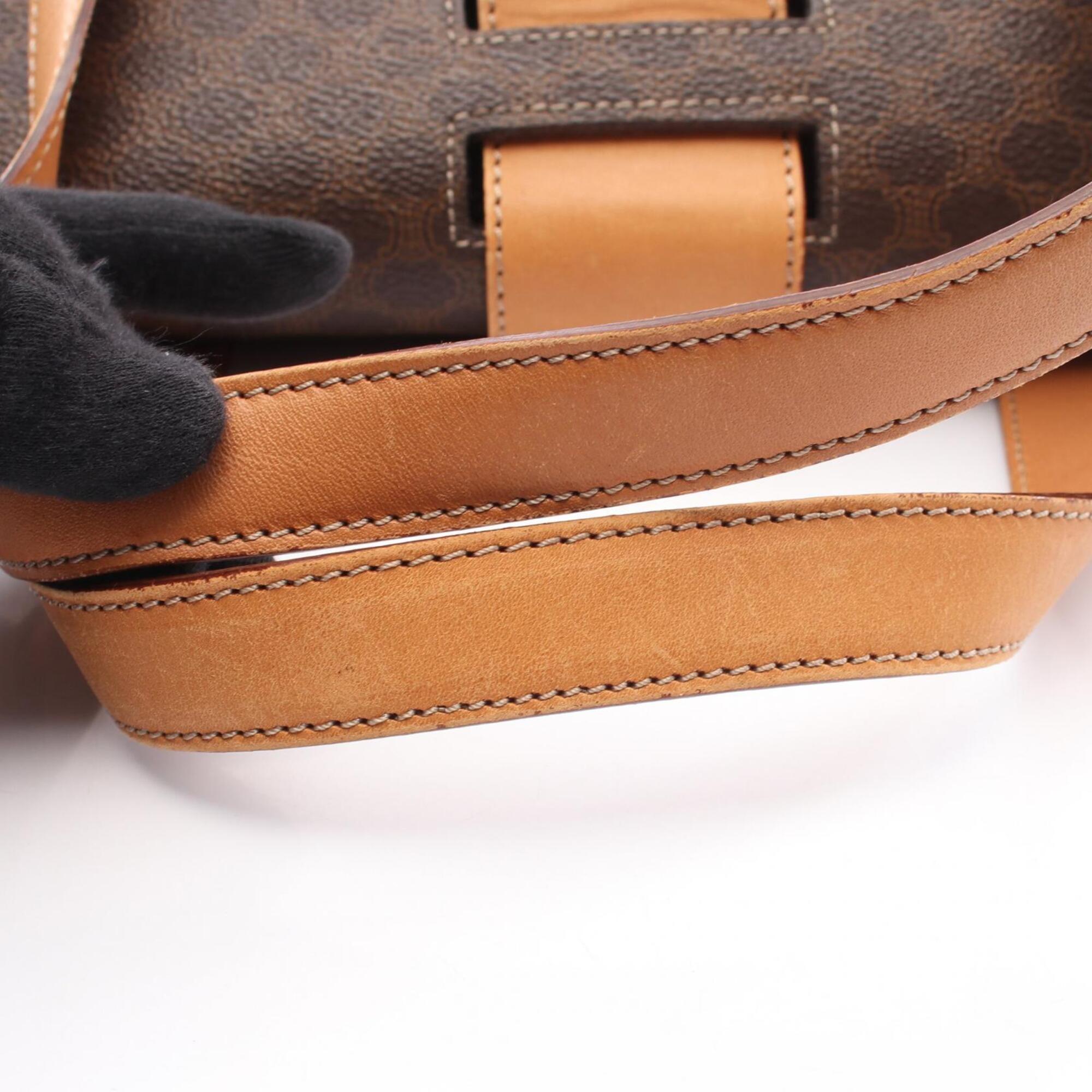 Celine Macadam Brown Coated Canvas Handbag (Pre-Owned)