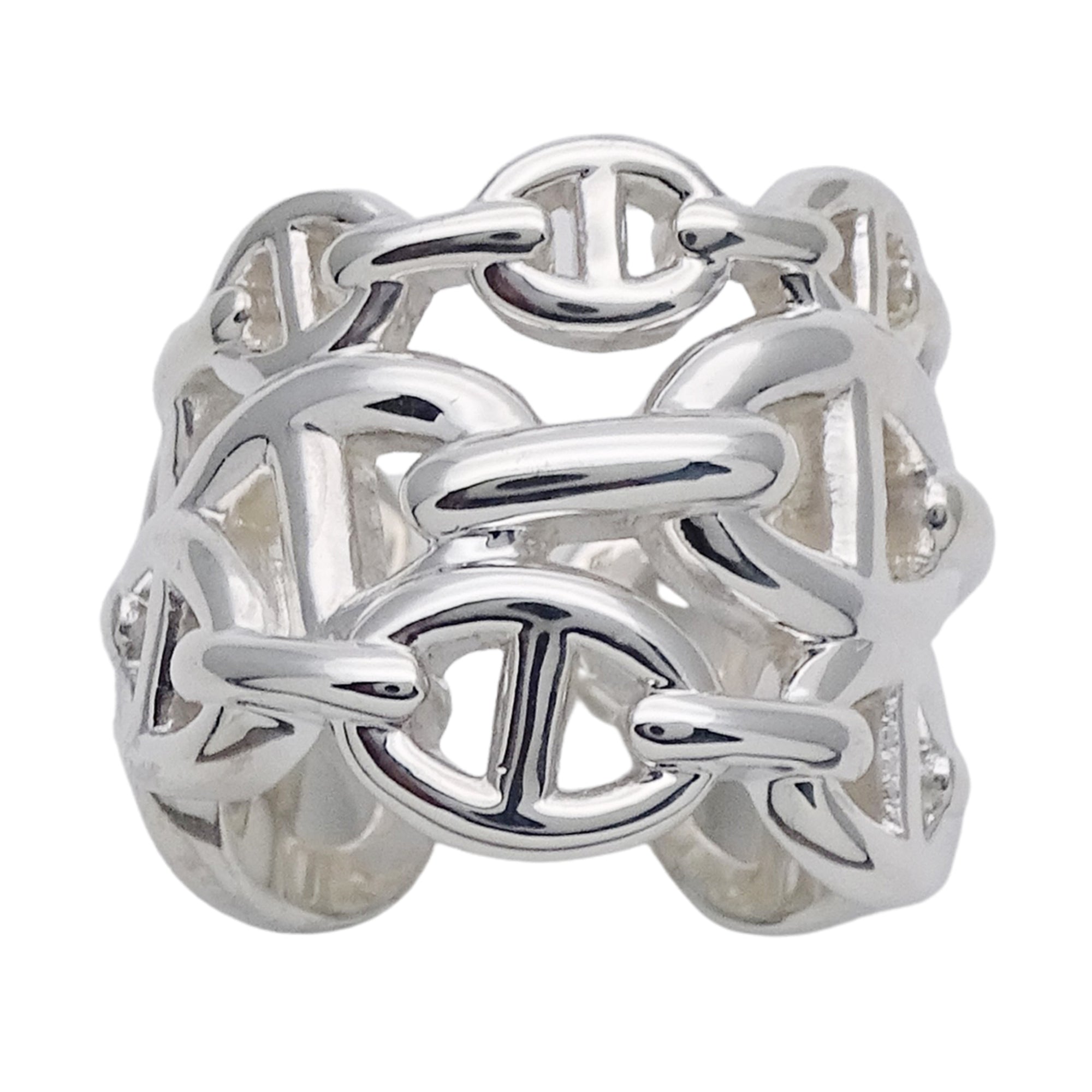Hermes Silver Silver 925 Band Ring (Pre-Owned)