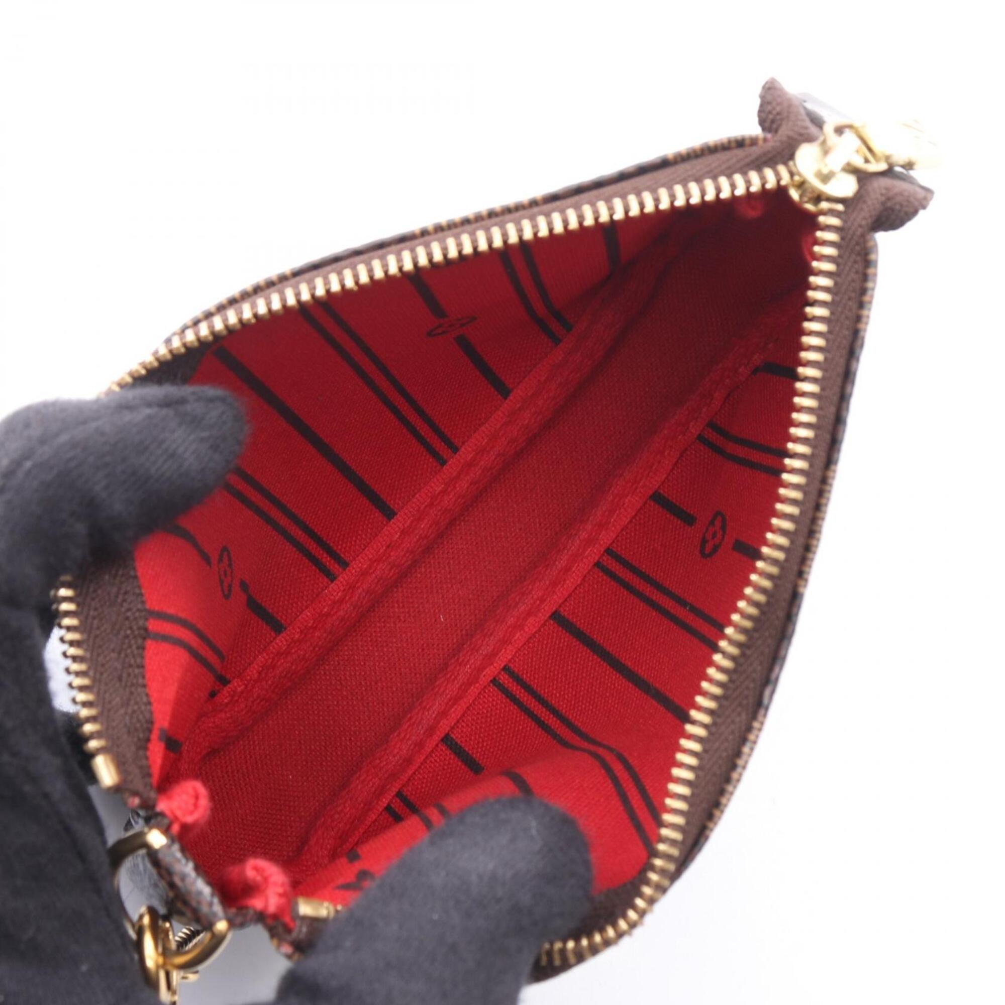 Louis Vuitton Brown Damier Canvas Red Color Damier Canvas Handbag Pochette (Pre-Owned)