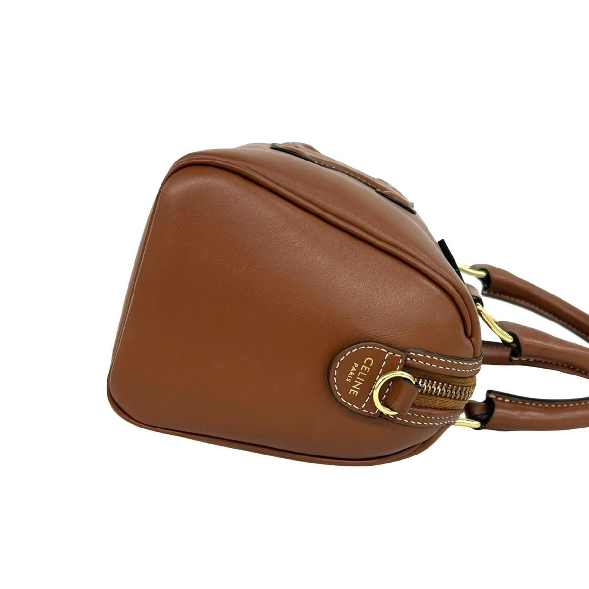 Celine Brown Leather Boston Bag Handbag Shoulder Bag (Pre-Owned)