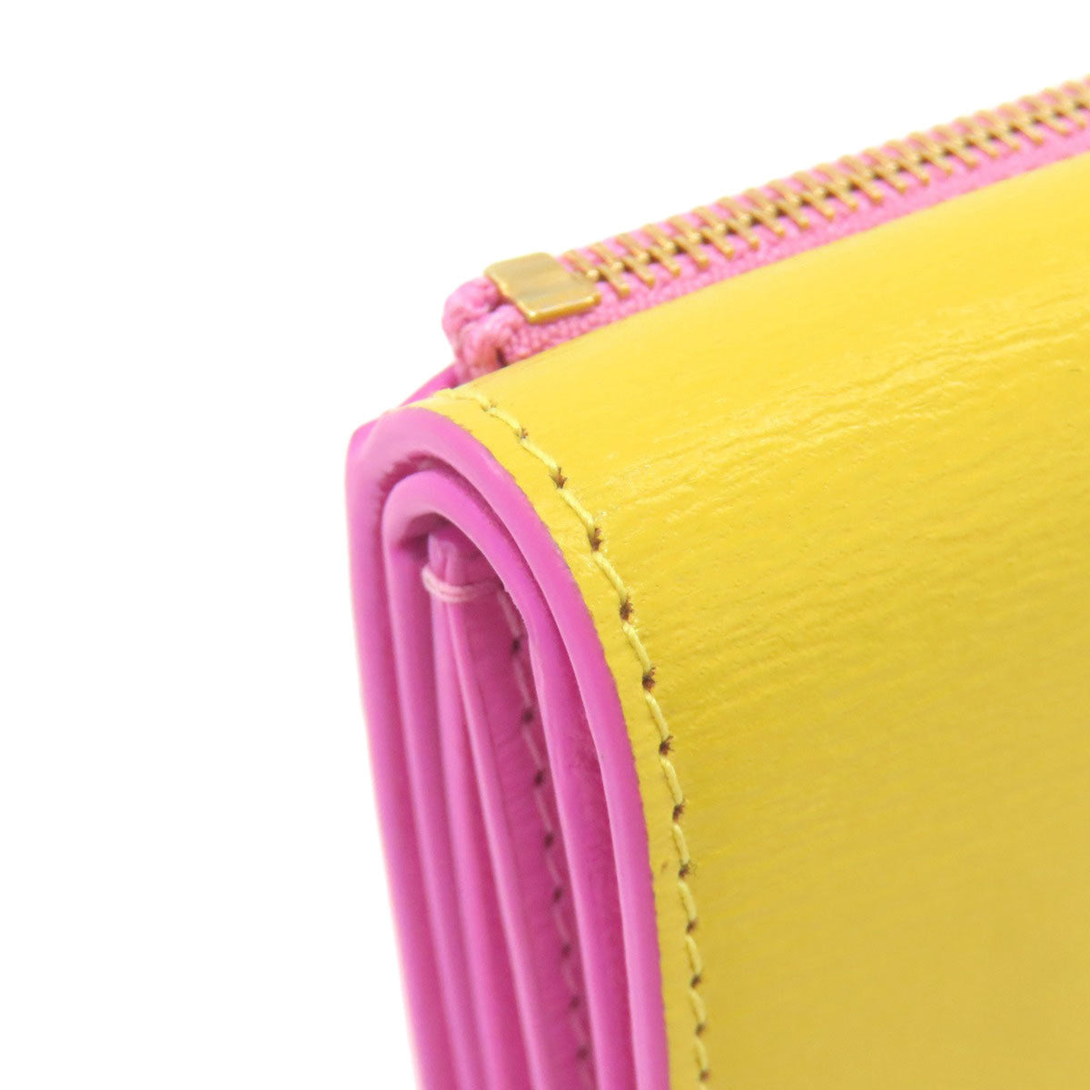 Bvlgari Pink Yellow Leather Wallet (Bi-Fold) (Pre-Owned)