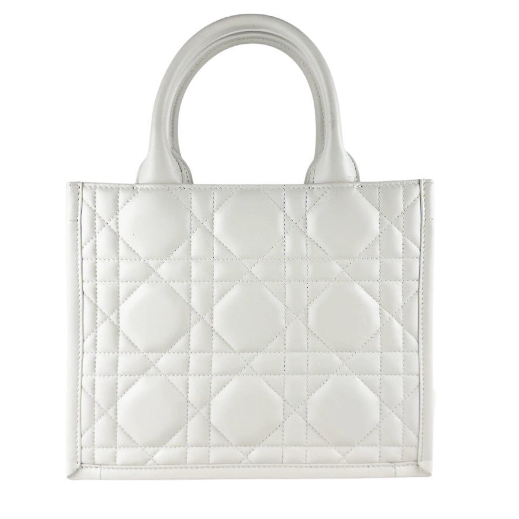 Christian Dior White Leather Handbag Shoulder Bag Tote Bag (Pre-Owned)