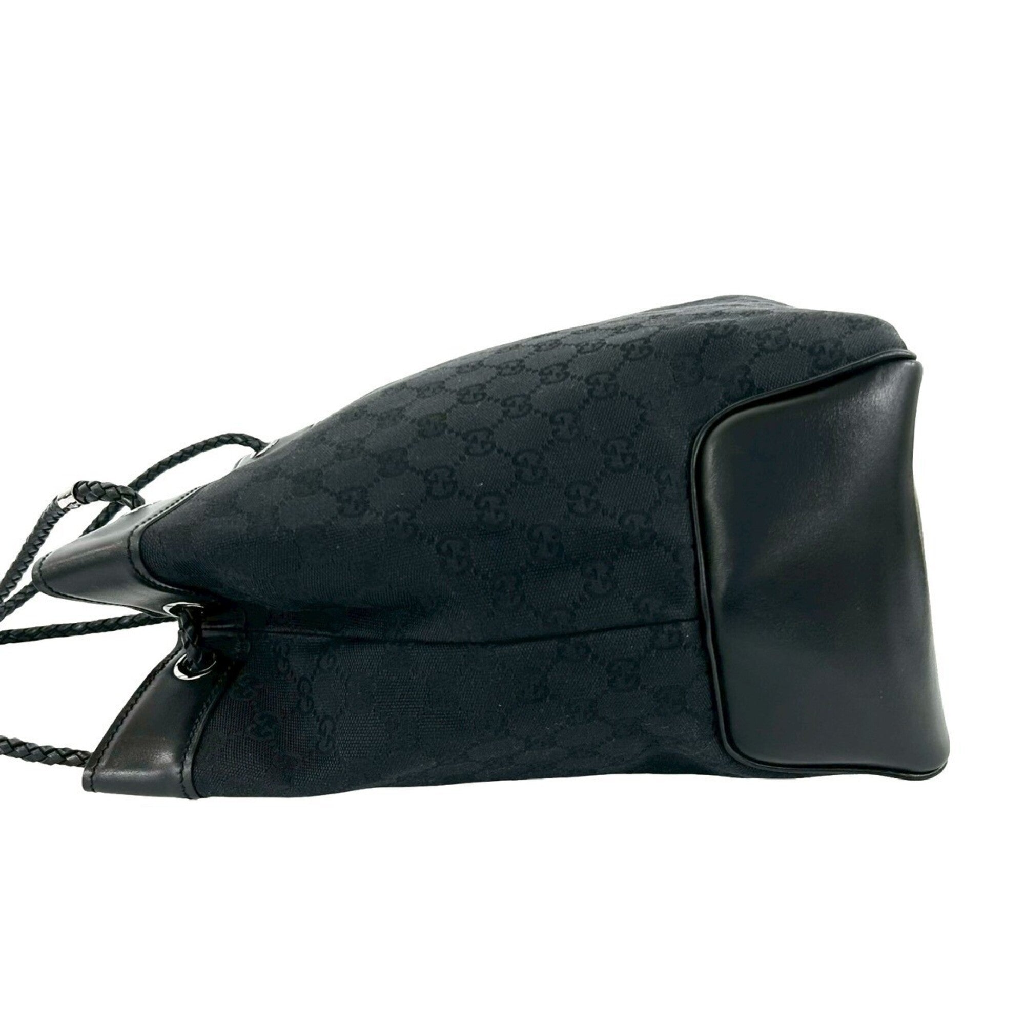 Gucci Black Canvas Leather Handbag Shoulder Bag Tote Bag (Pre-Owned)