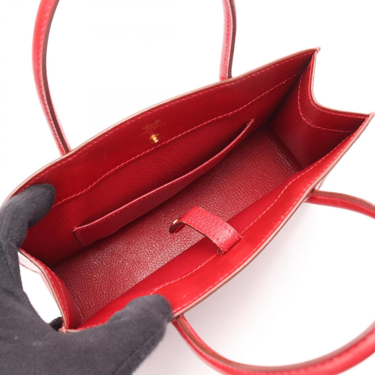 Hermes Red Color Box Calf Leather Handbag (Pre-Owned)