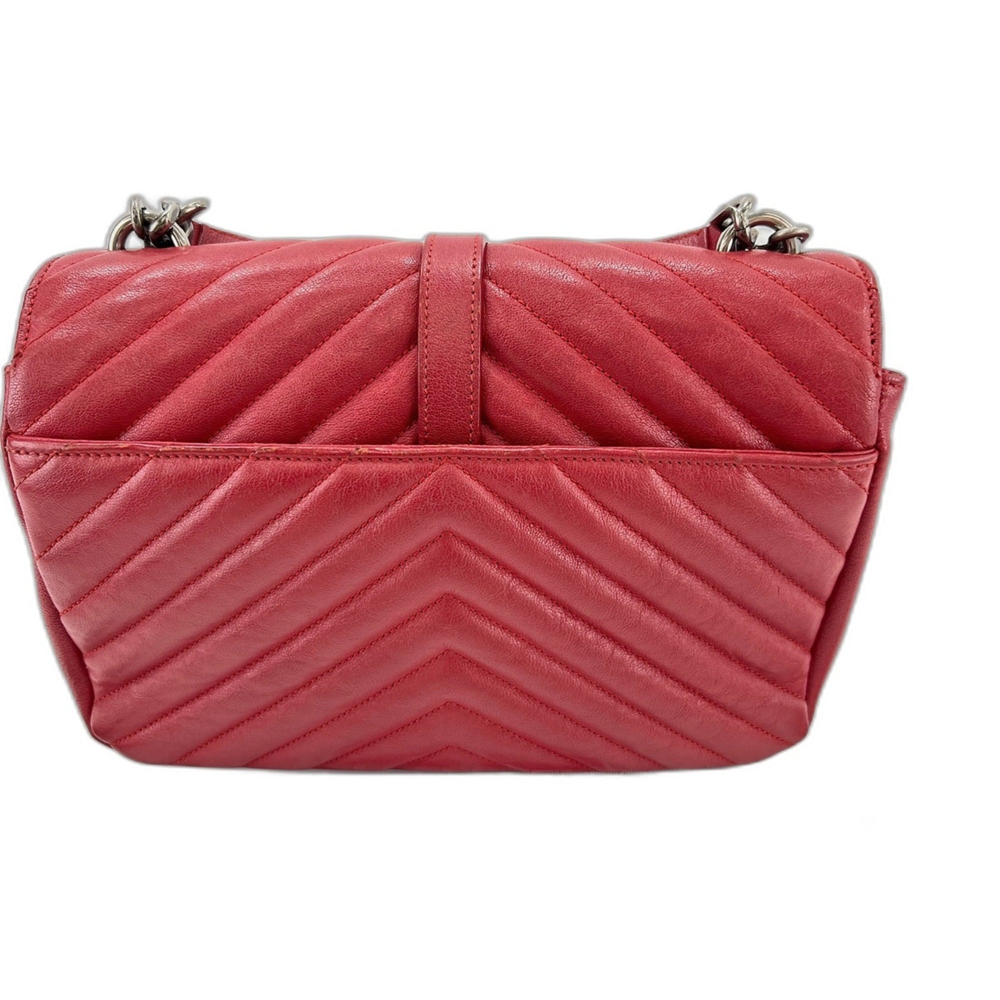 Yves Saint Laurent Red Color Leather Shoulder Bag (Pre-Owned)