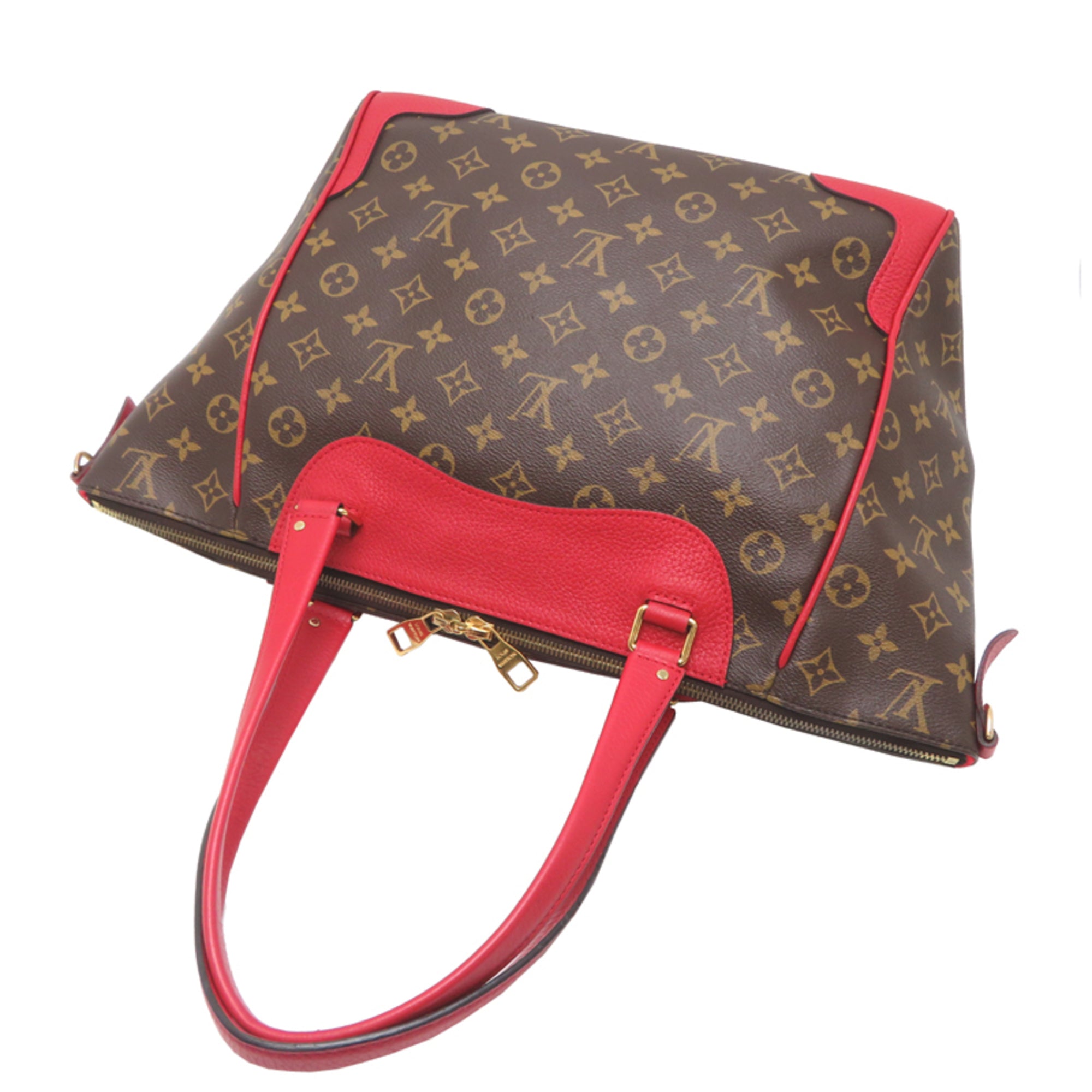 Louis Vuitton Brown Red Color Monogram Handbag (Pre-Owned)