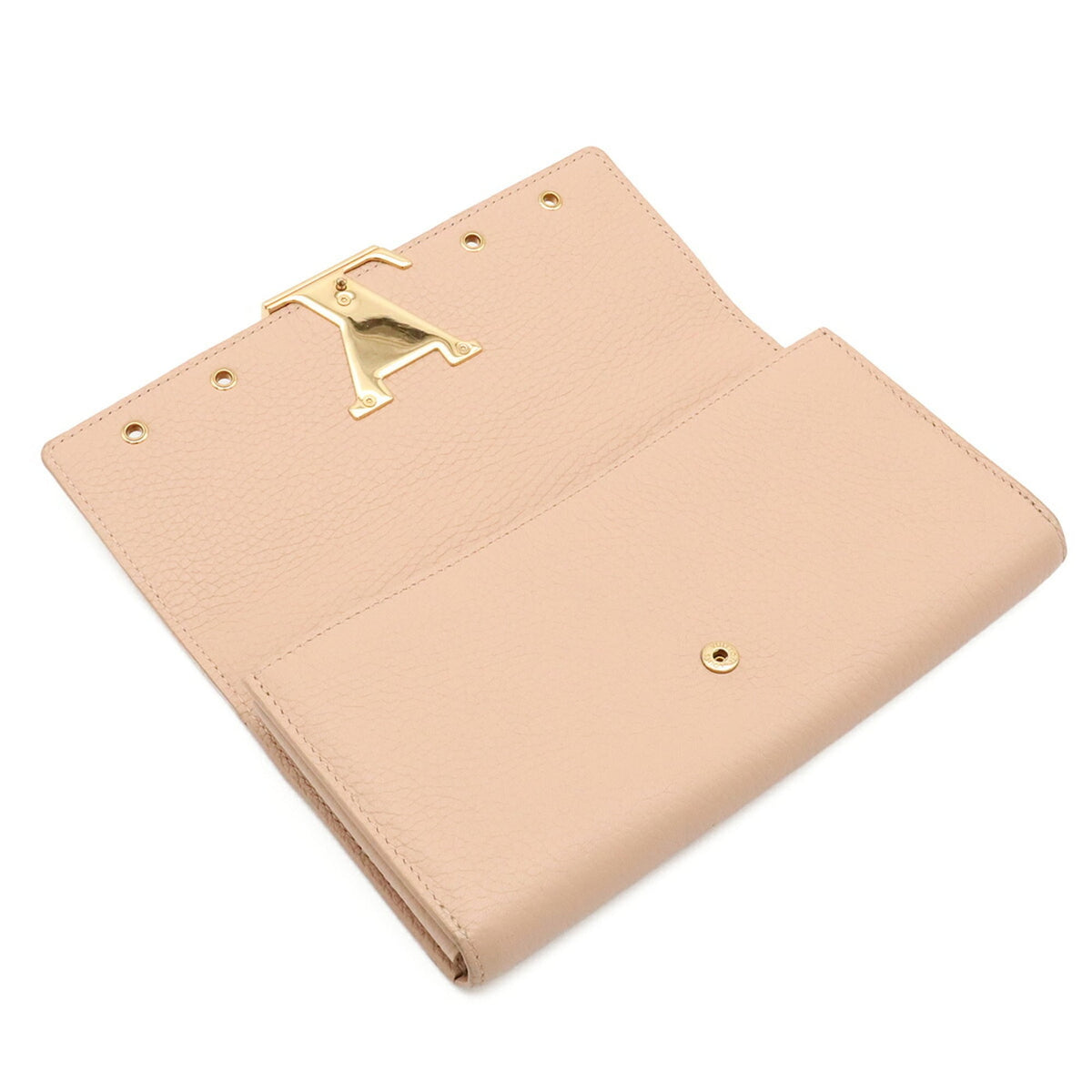 Louis Vuitton Beige Leather Long Wallet (Bi-Fold) (Pre-Owned)