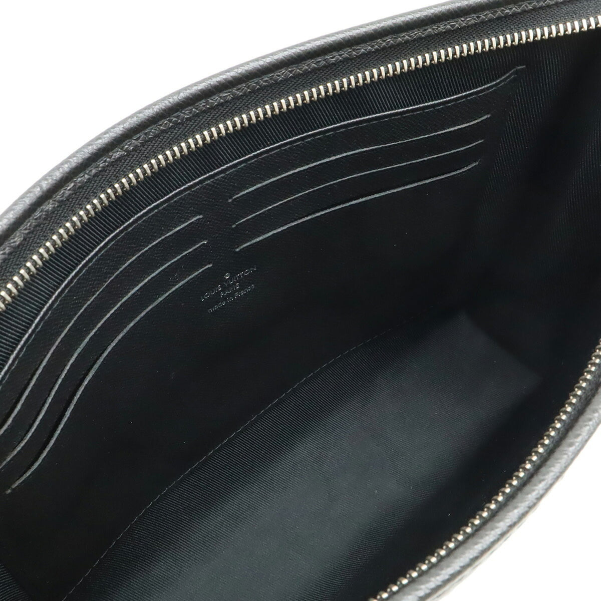 Louis Vuitton Black Noir Taiga Leather Clutch Bag Pochette (Pre-Owned)
