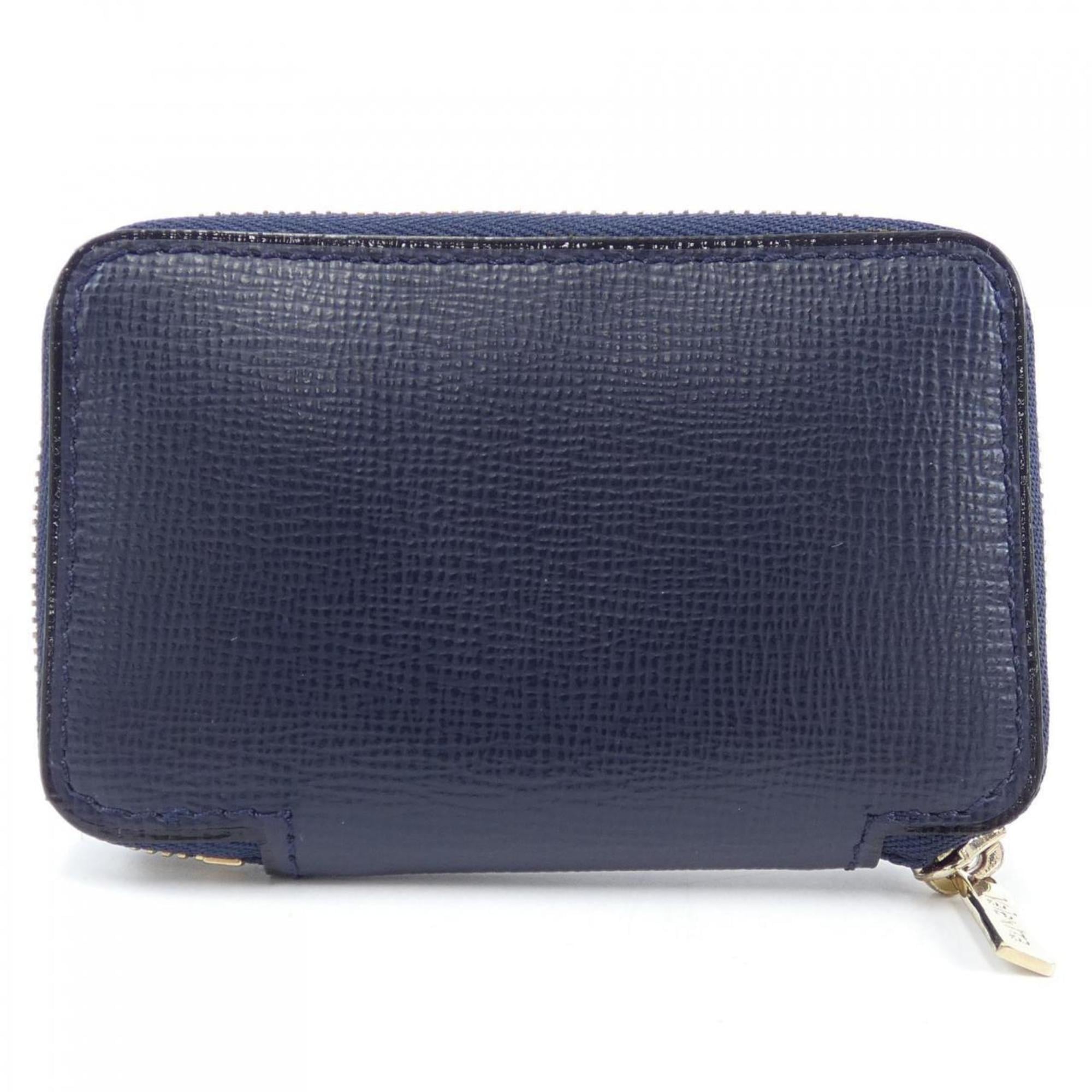 Valextra Navy Leather Coin Purse/Coin Case (Pre-Owned)