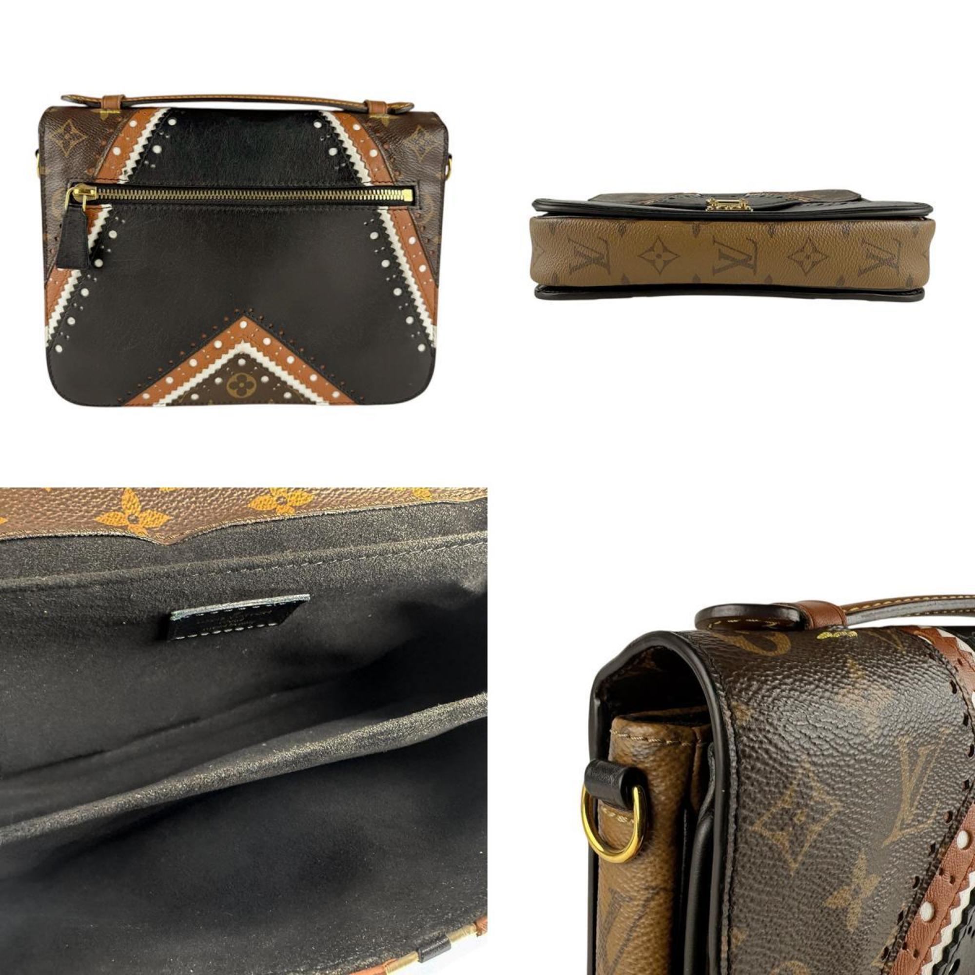 Louis Vuitton Black Brown Monogram Monogram Leather Handbag Pochette Shoulder Bag (Pre-Owned)