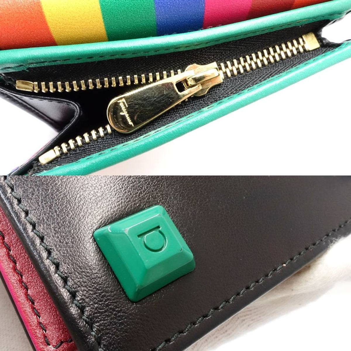 Salvatore Ferragamo Black Multi-Color Leather Wallet (Bi-Fold) (Pre-Owned)