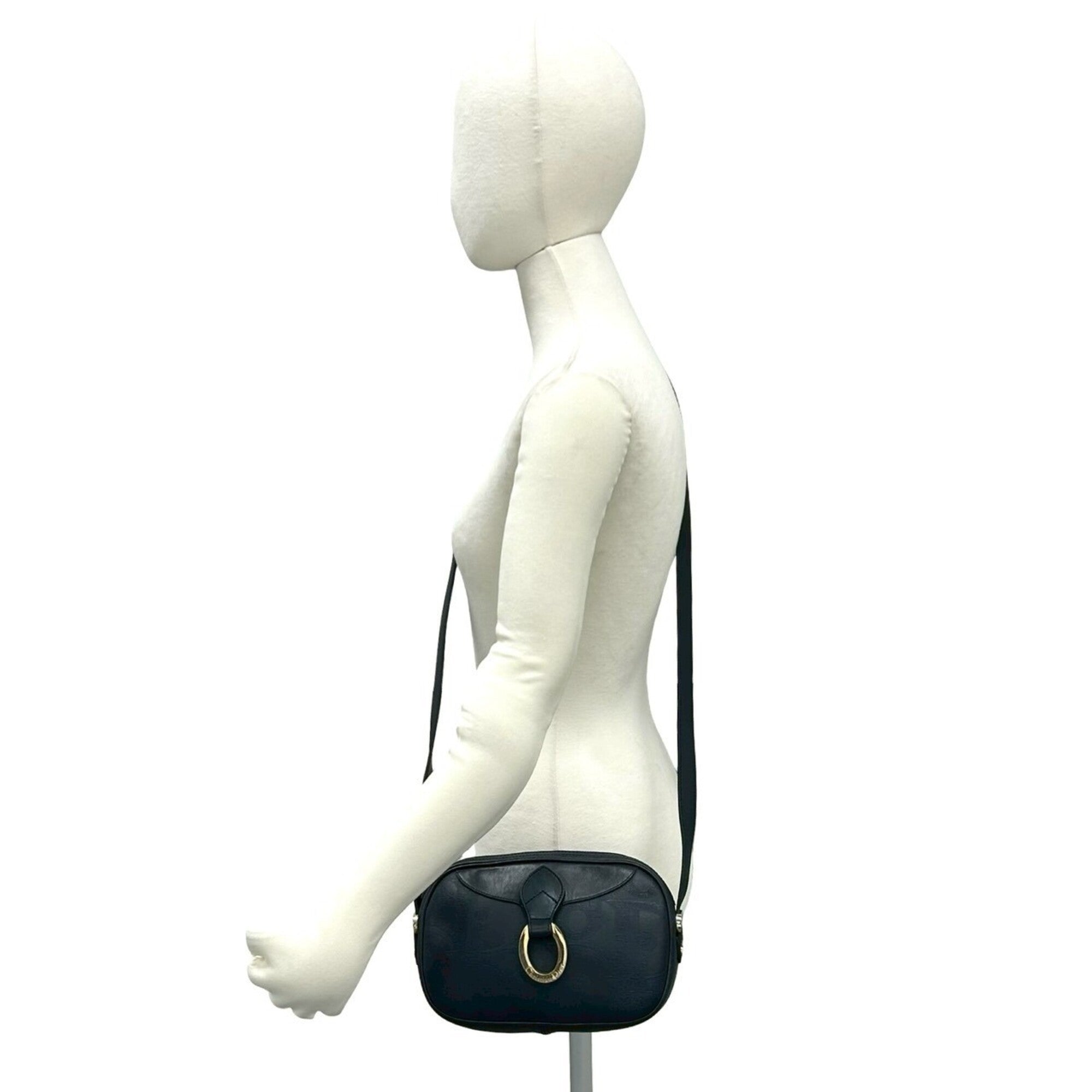 Christian Dior Navy Pvc Leather Pochette Shoulder Bag (Pre-Owned)