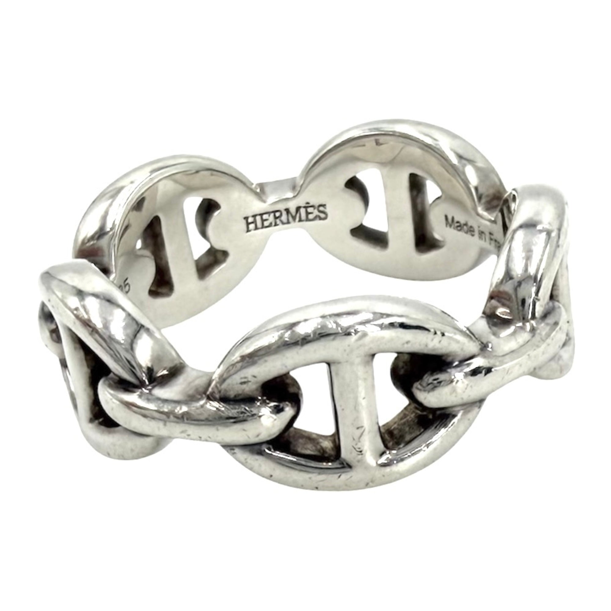 Hermes Silver 925 Band Ring (Pre-Owned)