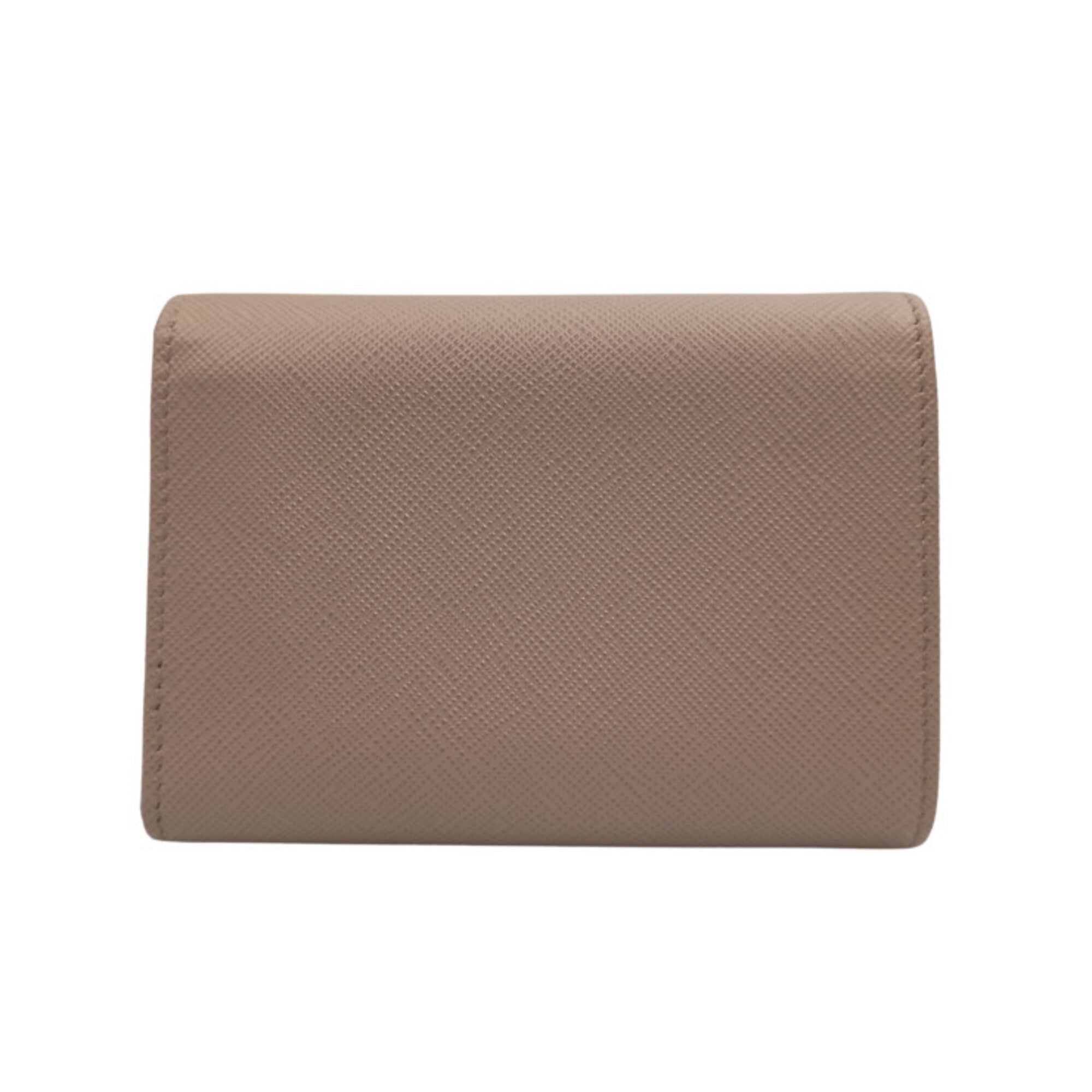 Prada Beige Saffiano Metal Wallet (Tri-Fold) (Pre-Owned)