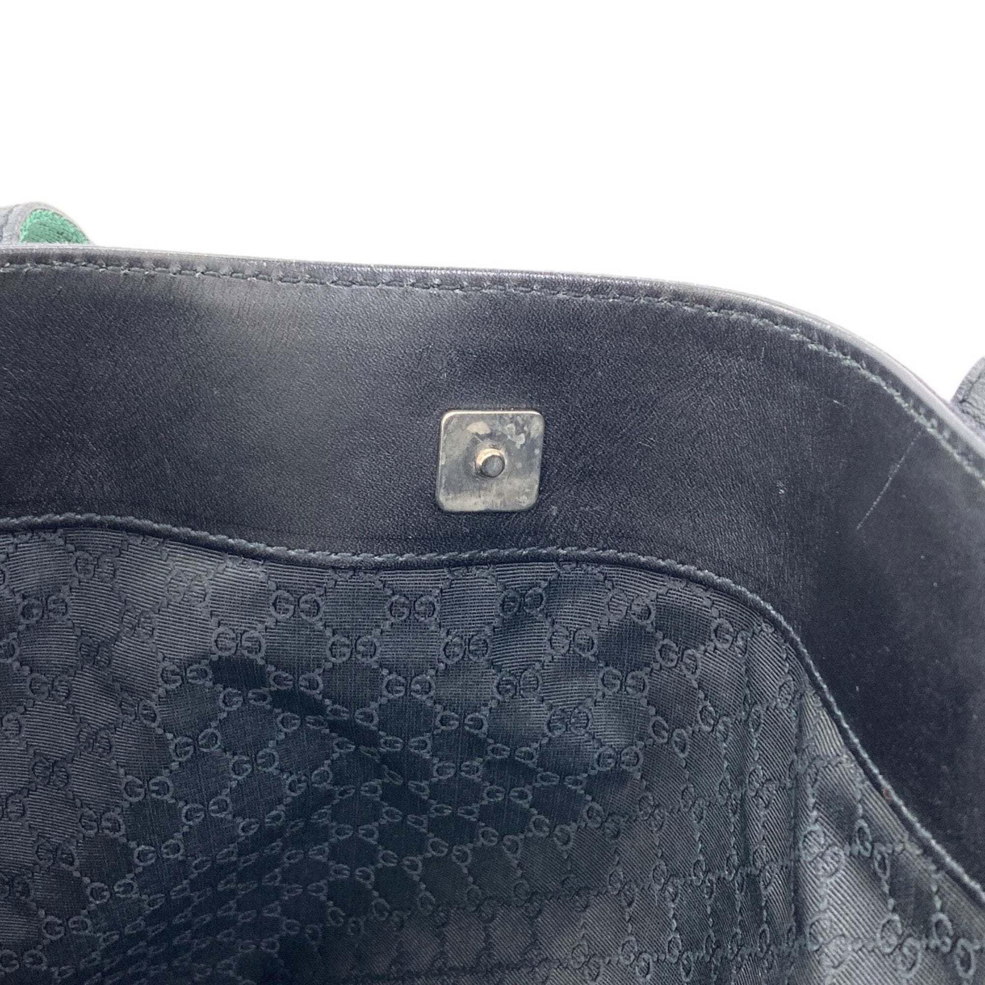 Gucci Sherry Line Black Canvas Handbag (Pre-Owned)