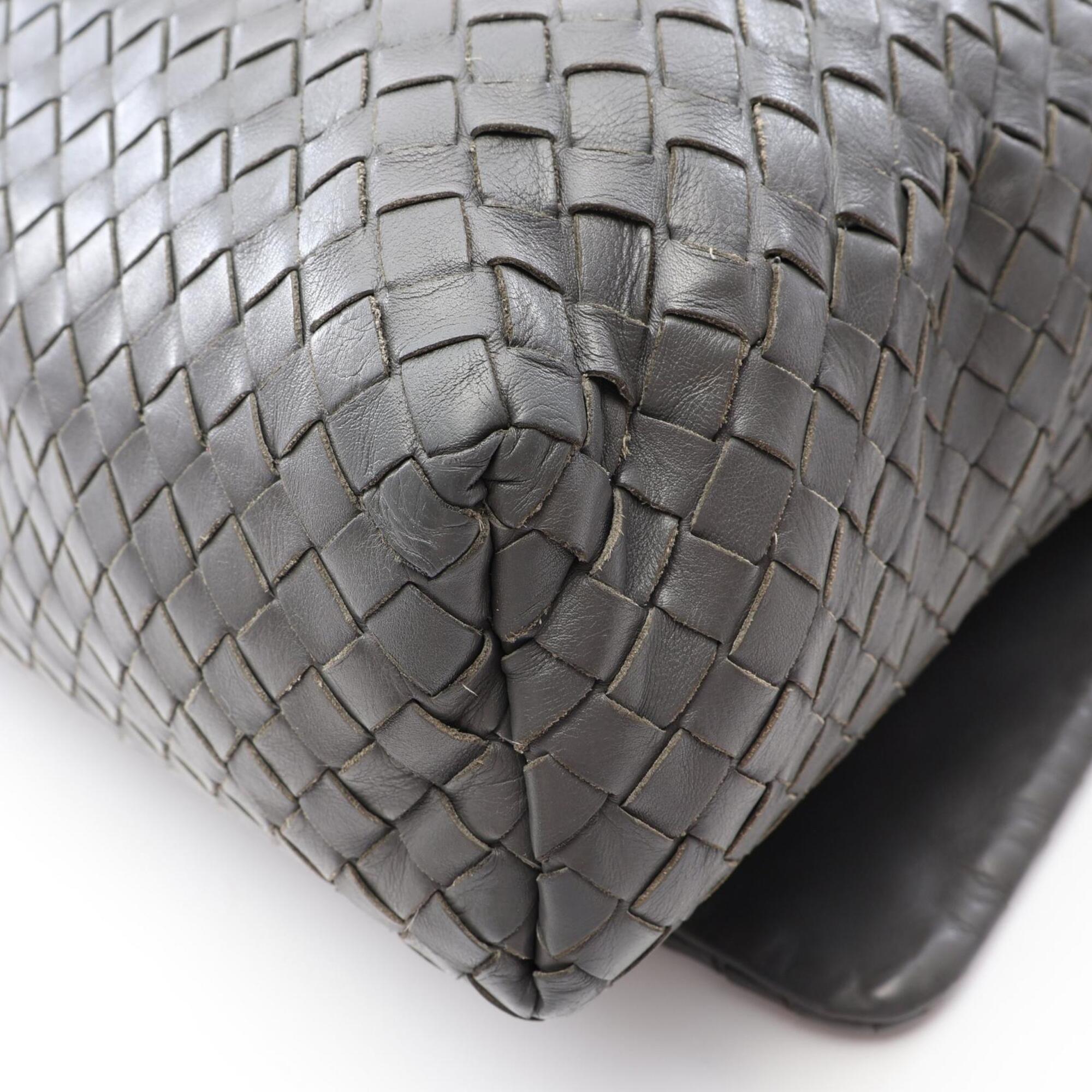 Bottega Veneta Gray Intrecciato Messenger Bag Shoulder Bag (Pre-Owned)