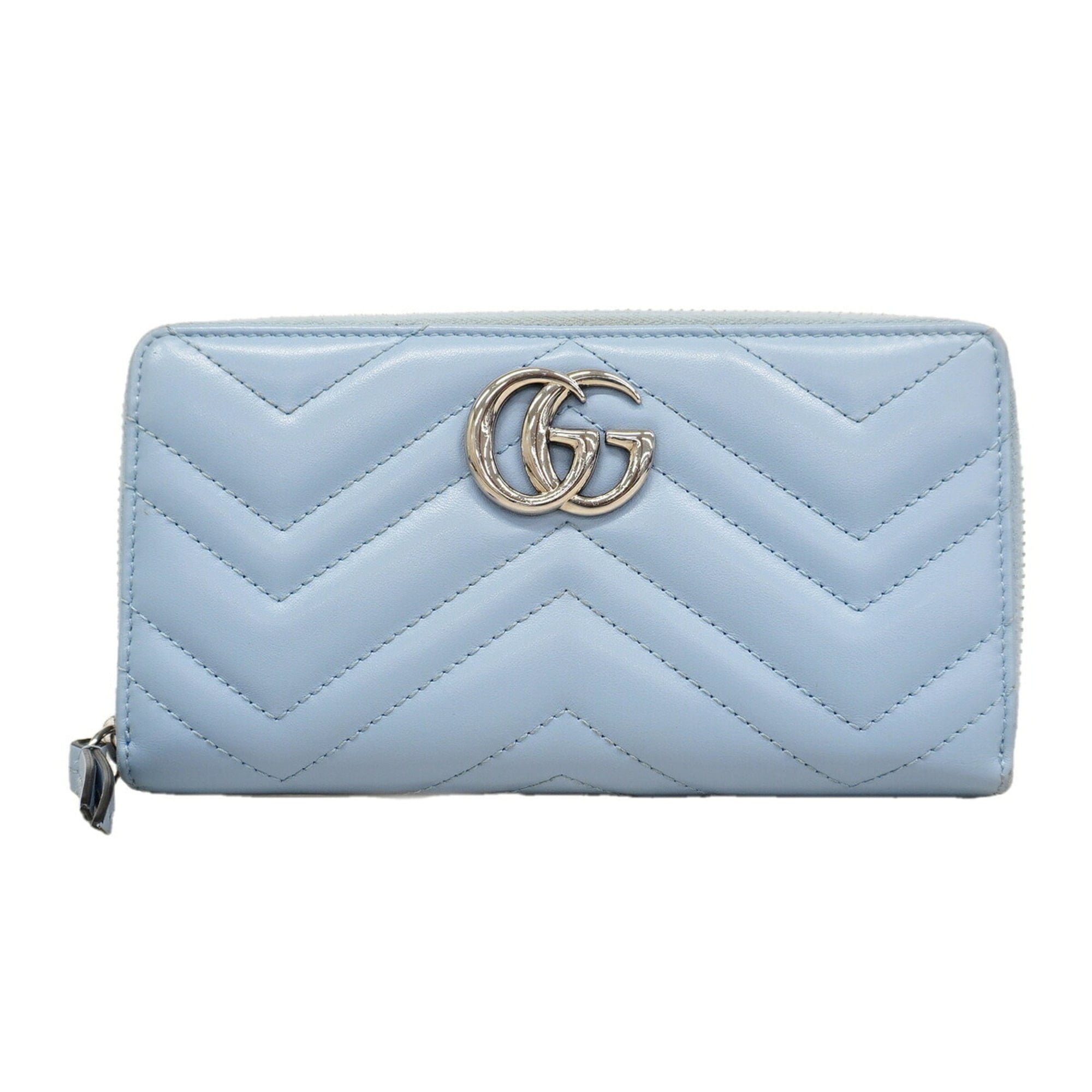 Gucci Light Blue Leather Long Wallet (Bi-Fold) (Pre-Owned)