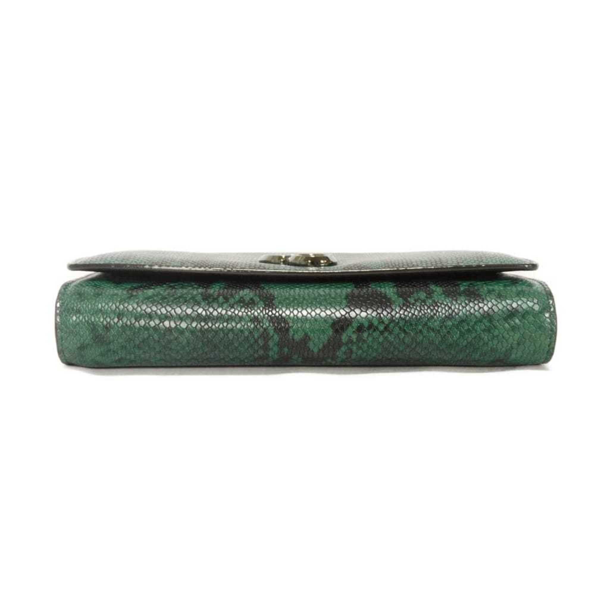 Jimmy Choo Green Leather Clutch Bag Shoulder Bag (Pre-Owned)