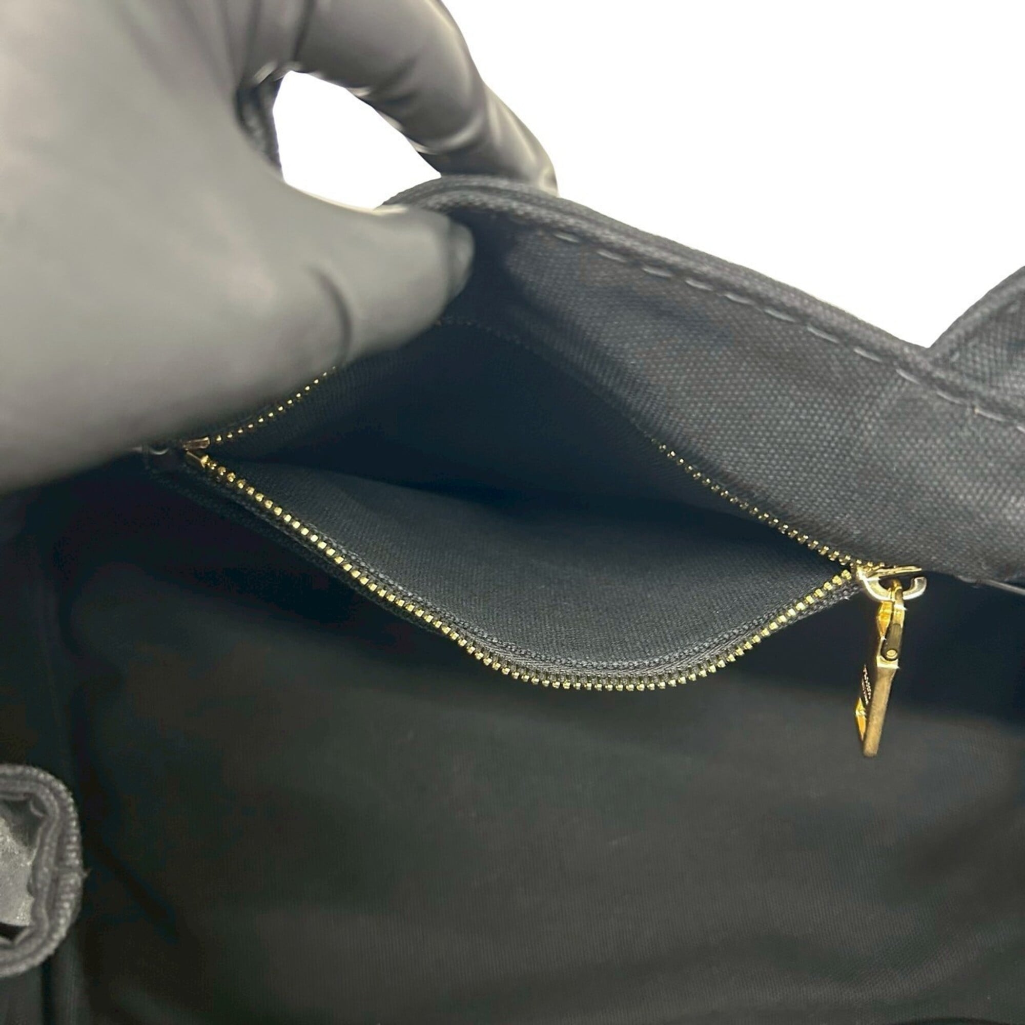 Prada Black Canvas Handbag Shoulder Bag Tote Bag (Pre-Owned)