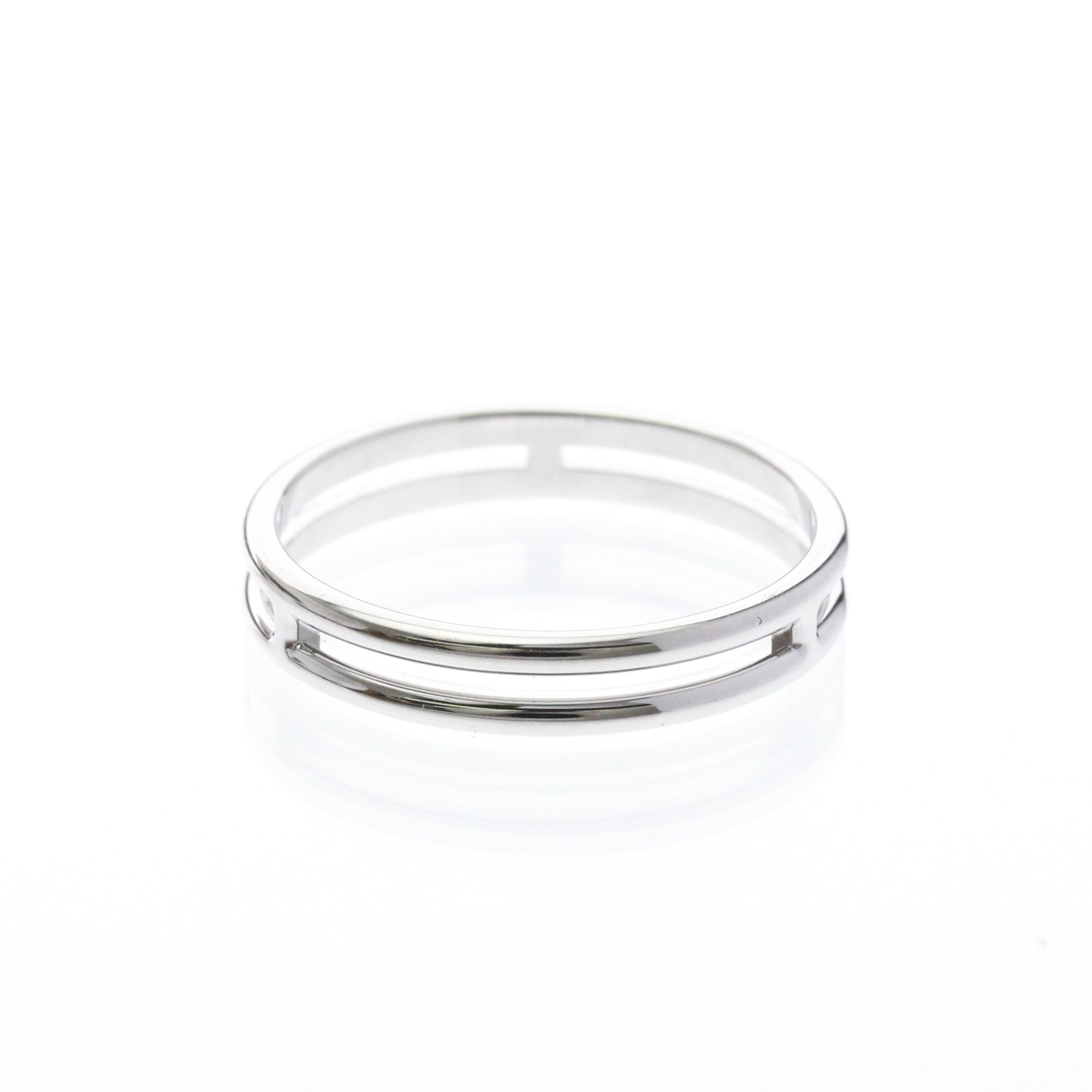 Hermes Ariane Wedding Band Ring 18K White Gold Silver White_Gold Ring Jewelry (Pre-Owned)