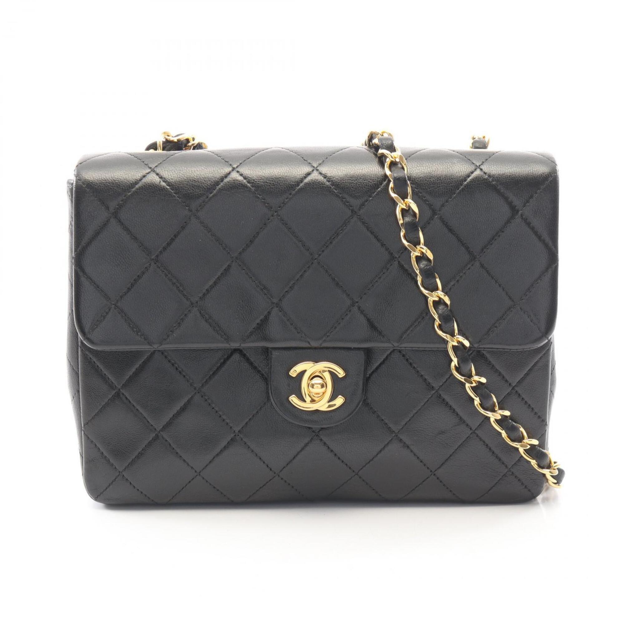 Chanel Black Leather Handbag Shoulder Bag (Pre-Owned)