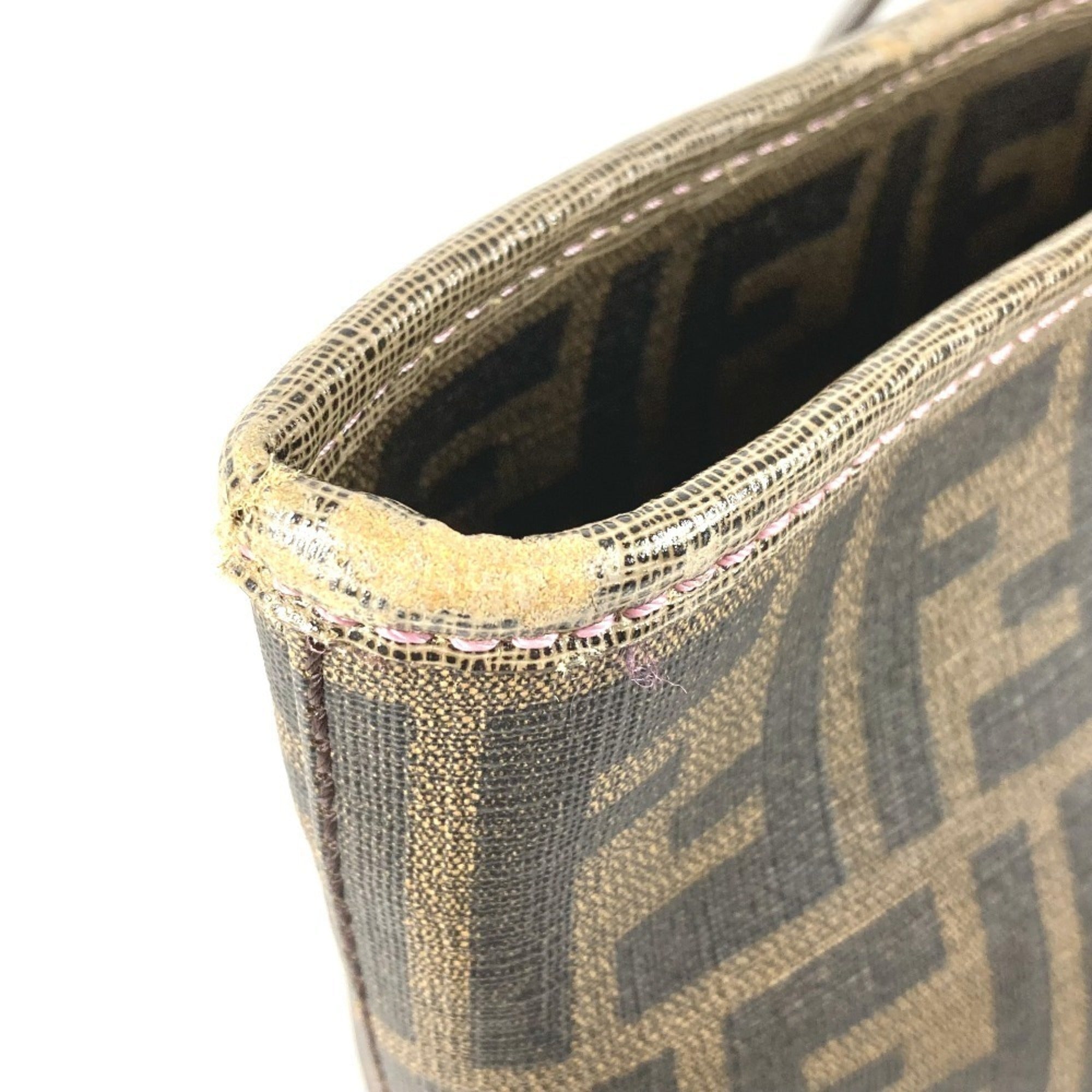 Fendi Zucca Brown Pvc Leather Shoulder Bag Tote Bag (Pre-Owned)