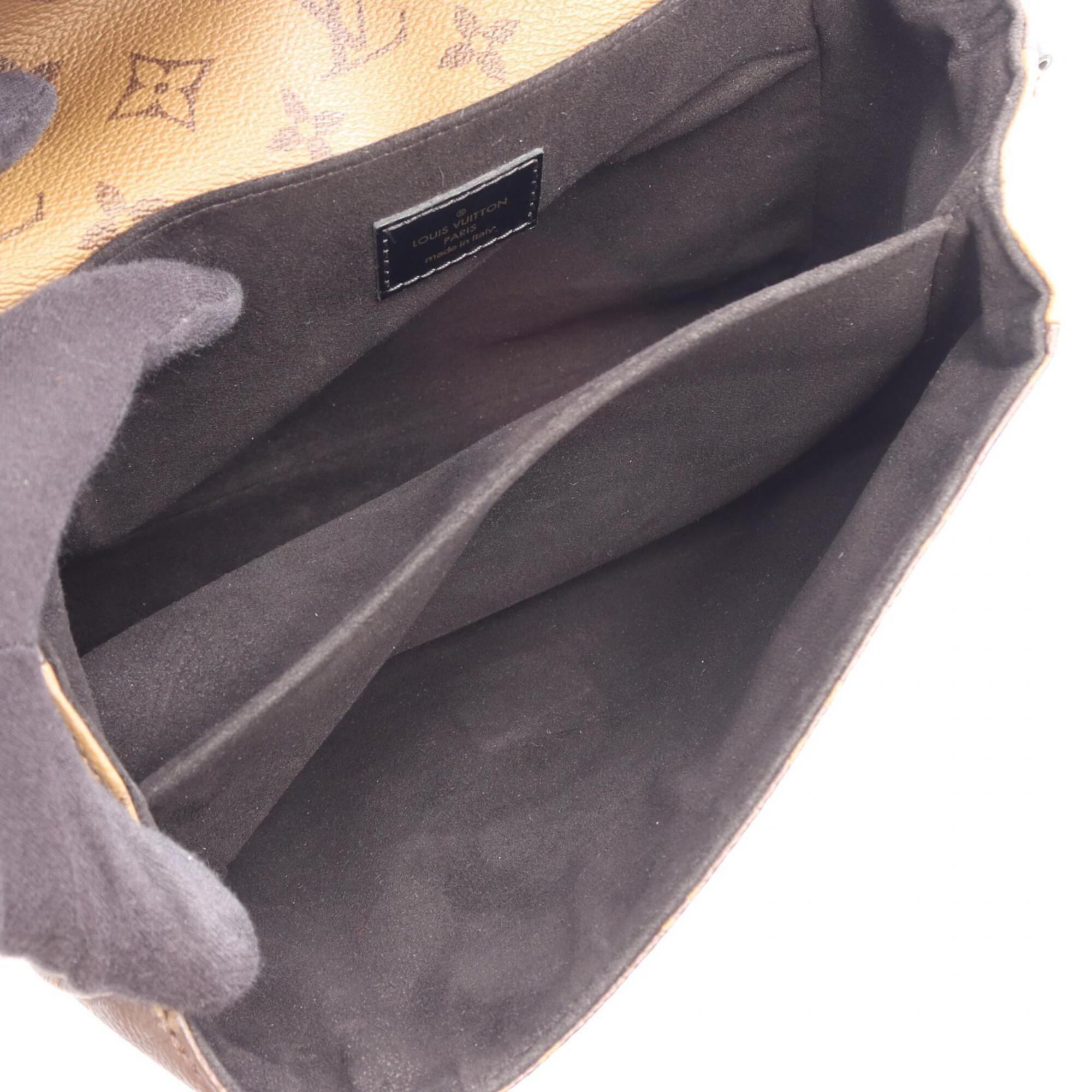 Louis Vuitton Monogram Reverse Black Brown Coated Canvas Handbag Pochette (Pre-Owned)