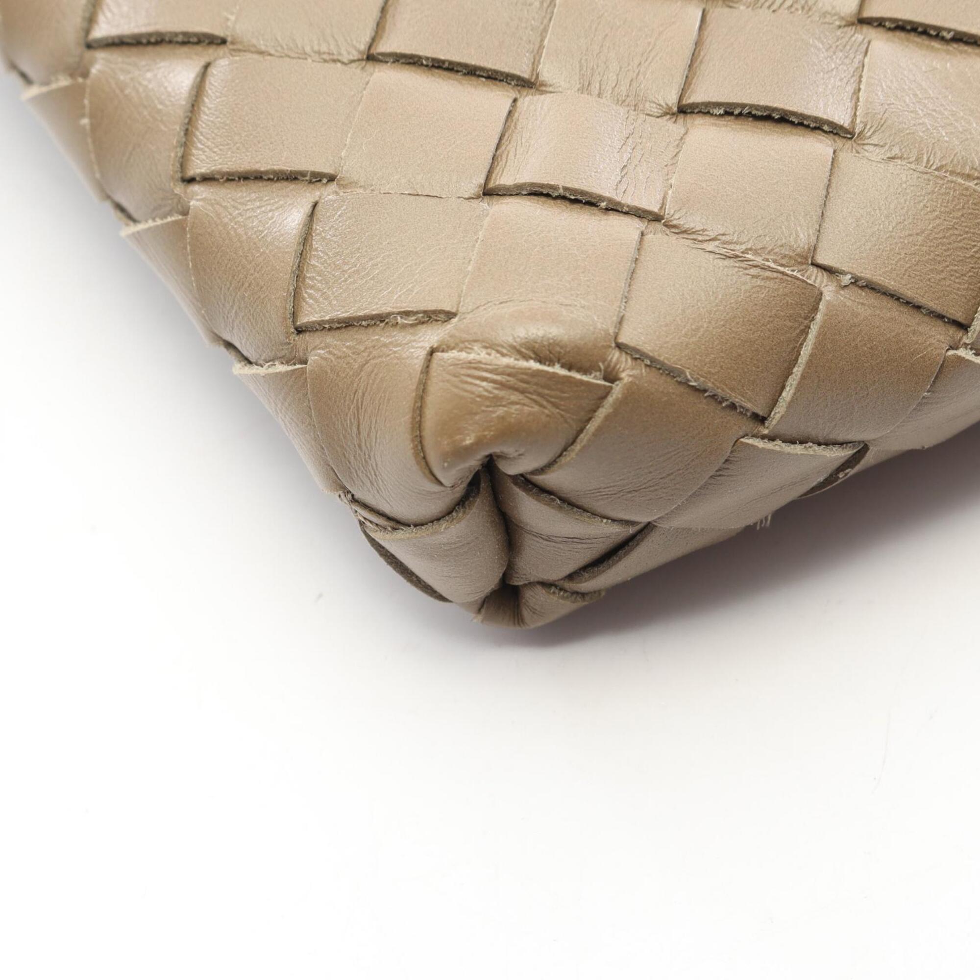 Bottega Veneta Gray Intrecciato Shoulder Bag (Pre-Owned)