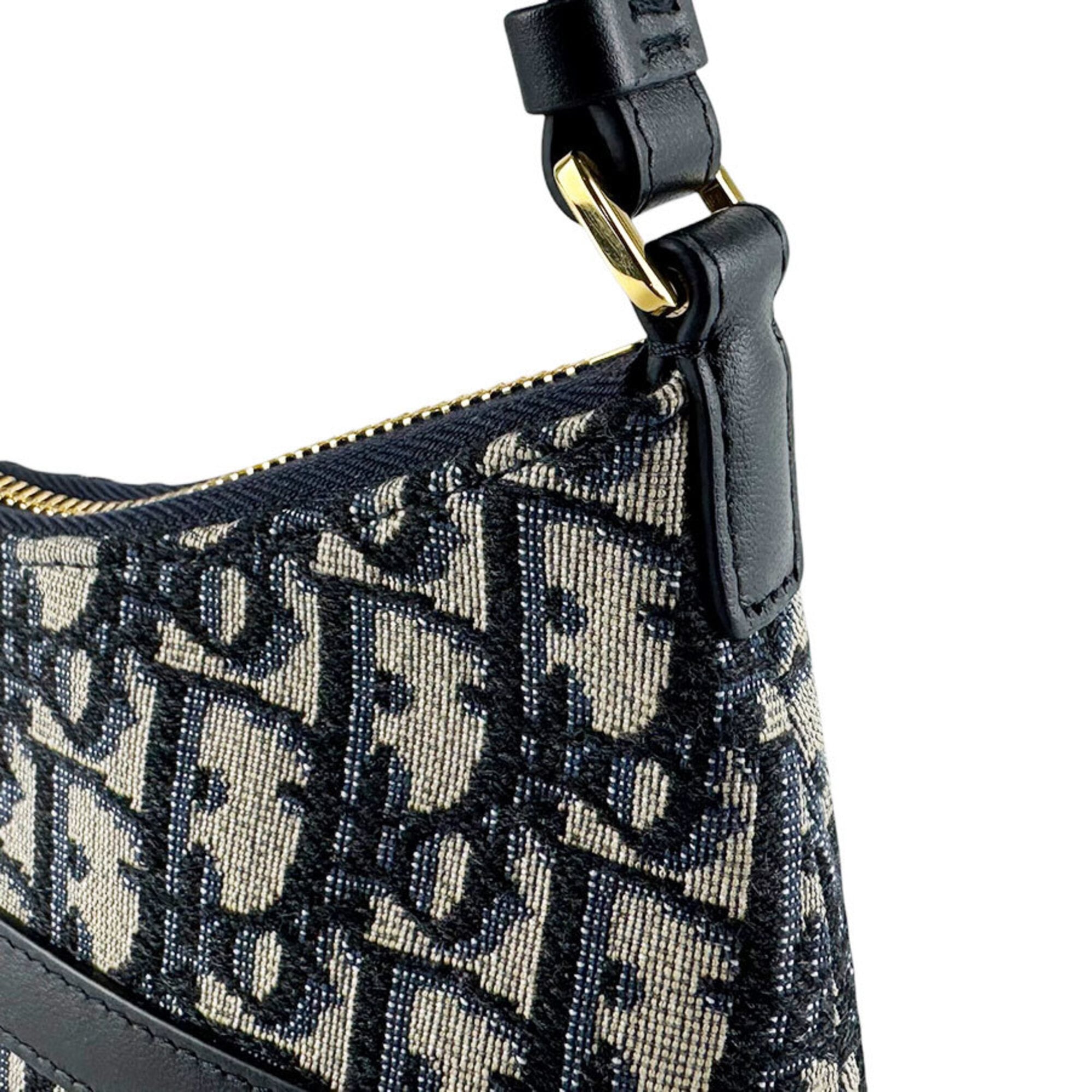 Christian Dior Navy Canvas Leather Shoulder Bag (Pre-Owned)