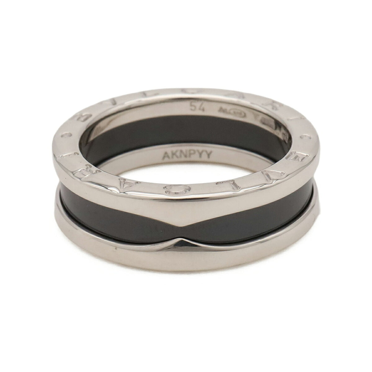 Bvlgari B.Zero1 Silver Black Ceramic Silver 925 Band Ring (Pre-Owned)