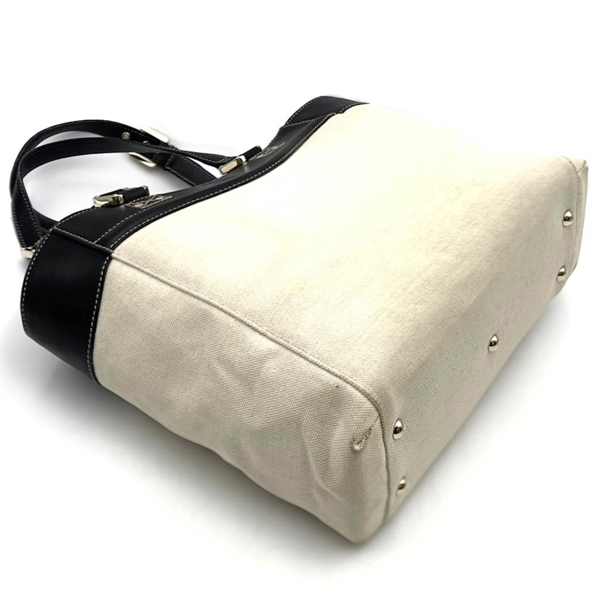 Gucci Beige Canvas Leather Tote Bag (Pre-Owned)