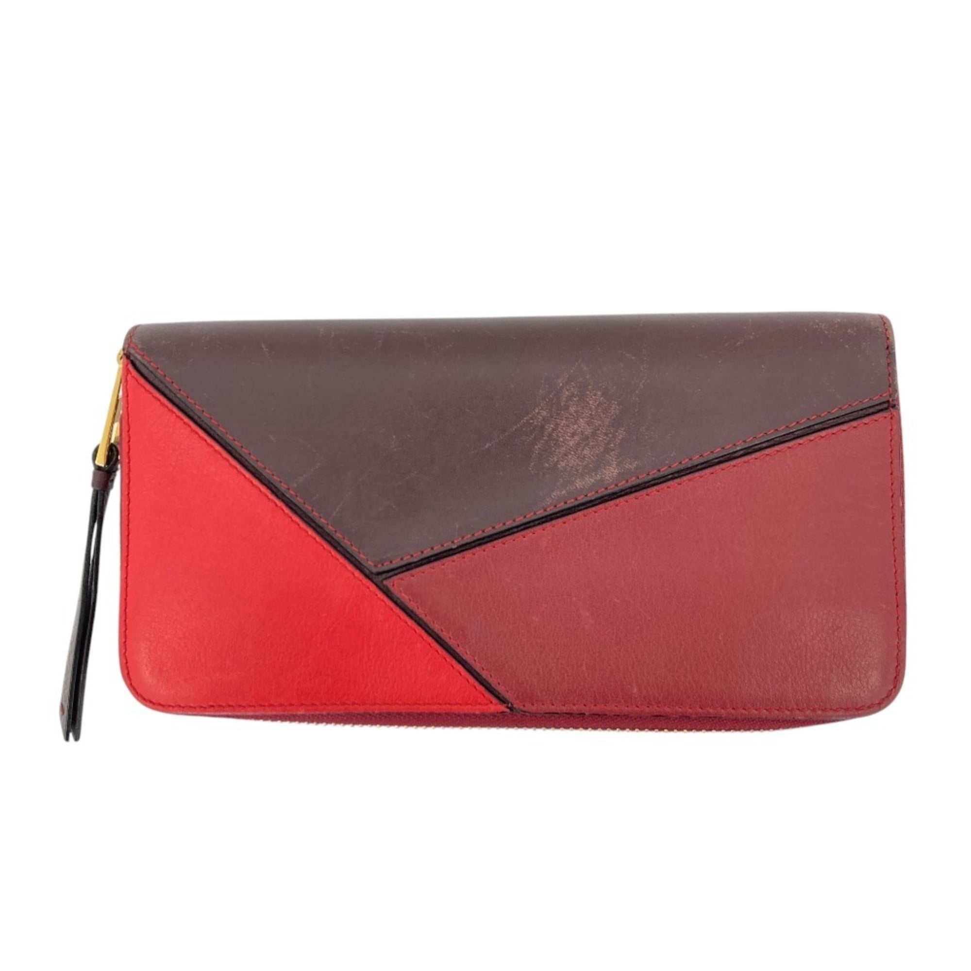 Loewe Brown Orange Red Color Leather Long Wallet (Bi-Fold) (Pre-Owned)