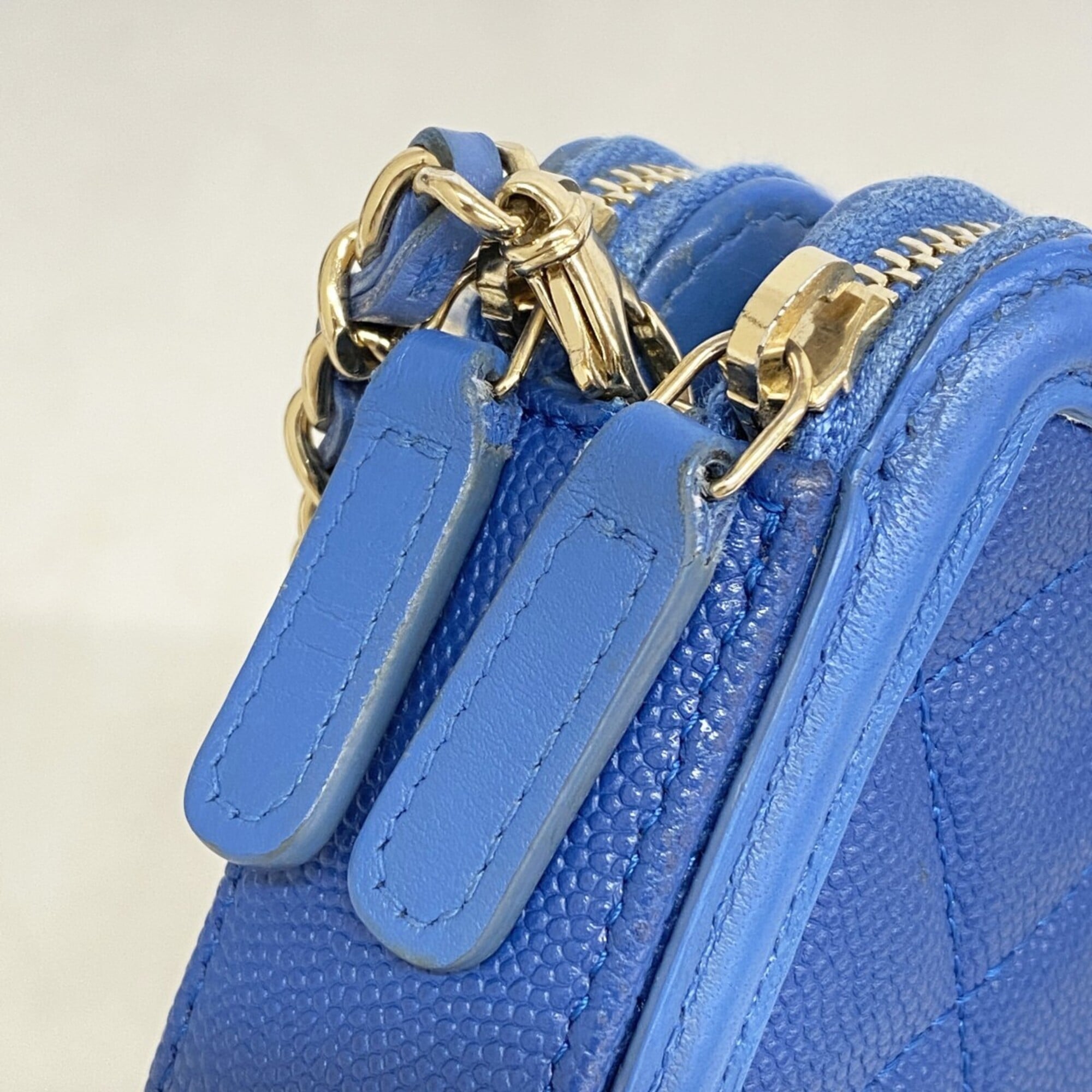Chanel Blue Grained Calfskin Pochette (Pre-Owned)
