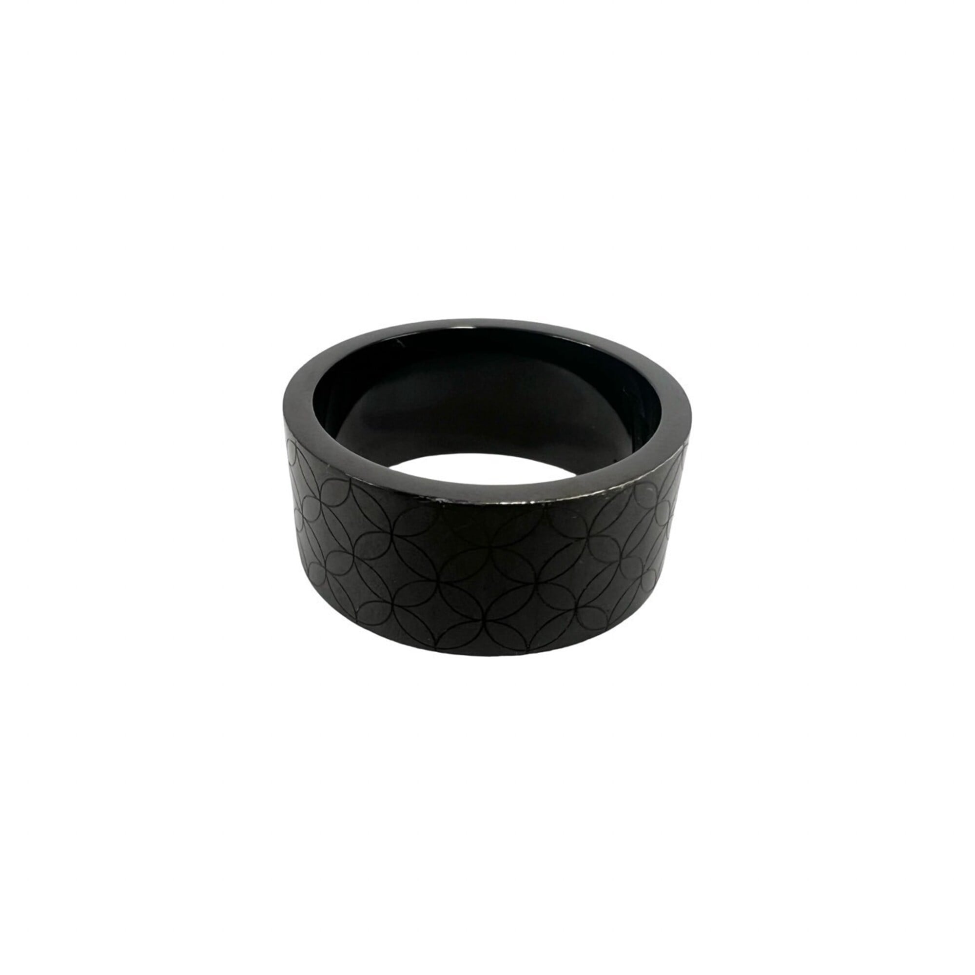 Louis Vuitton Black Stainless Steel Band Ring (Pre-Owned)