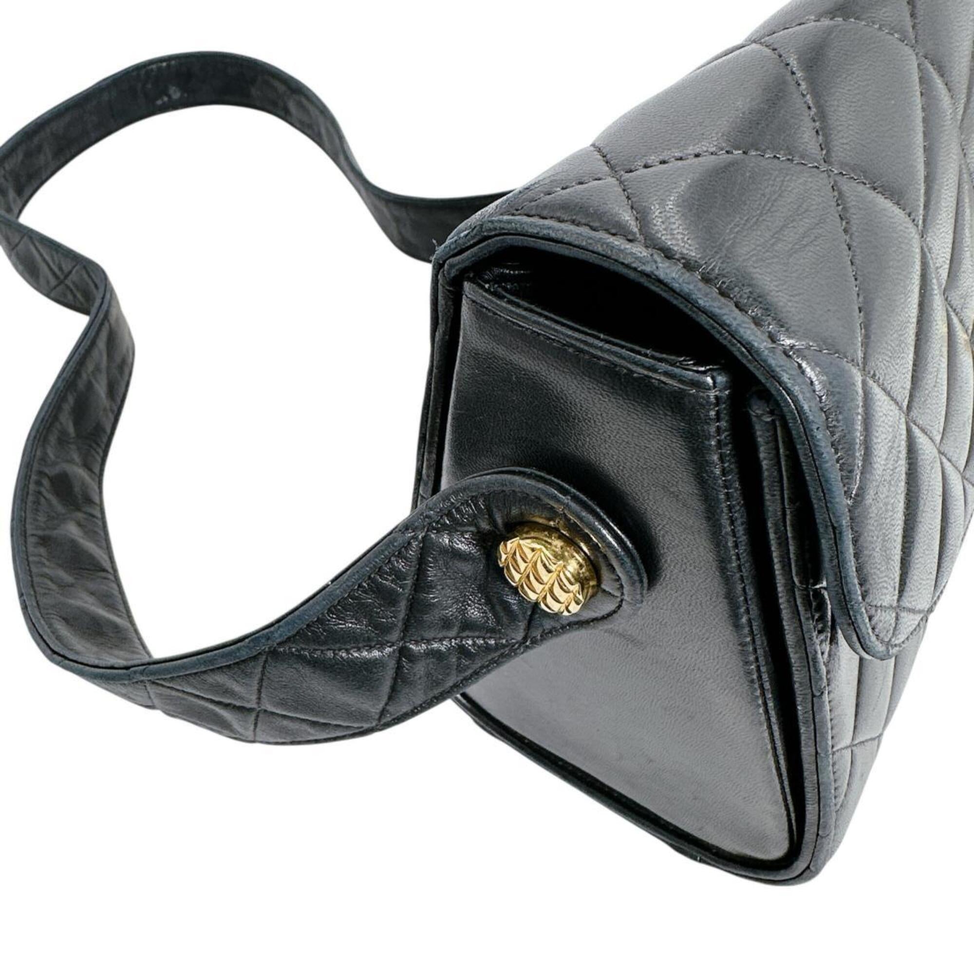 Chanel Black Leather Shoulder Bag Sling Bag (Pre-Owned)
