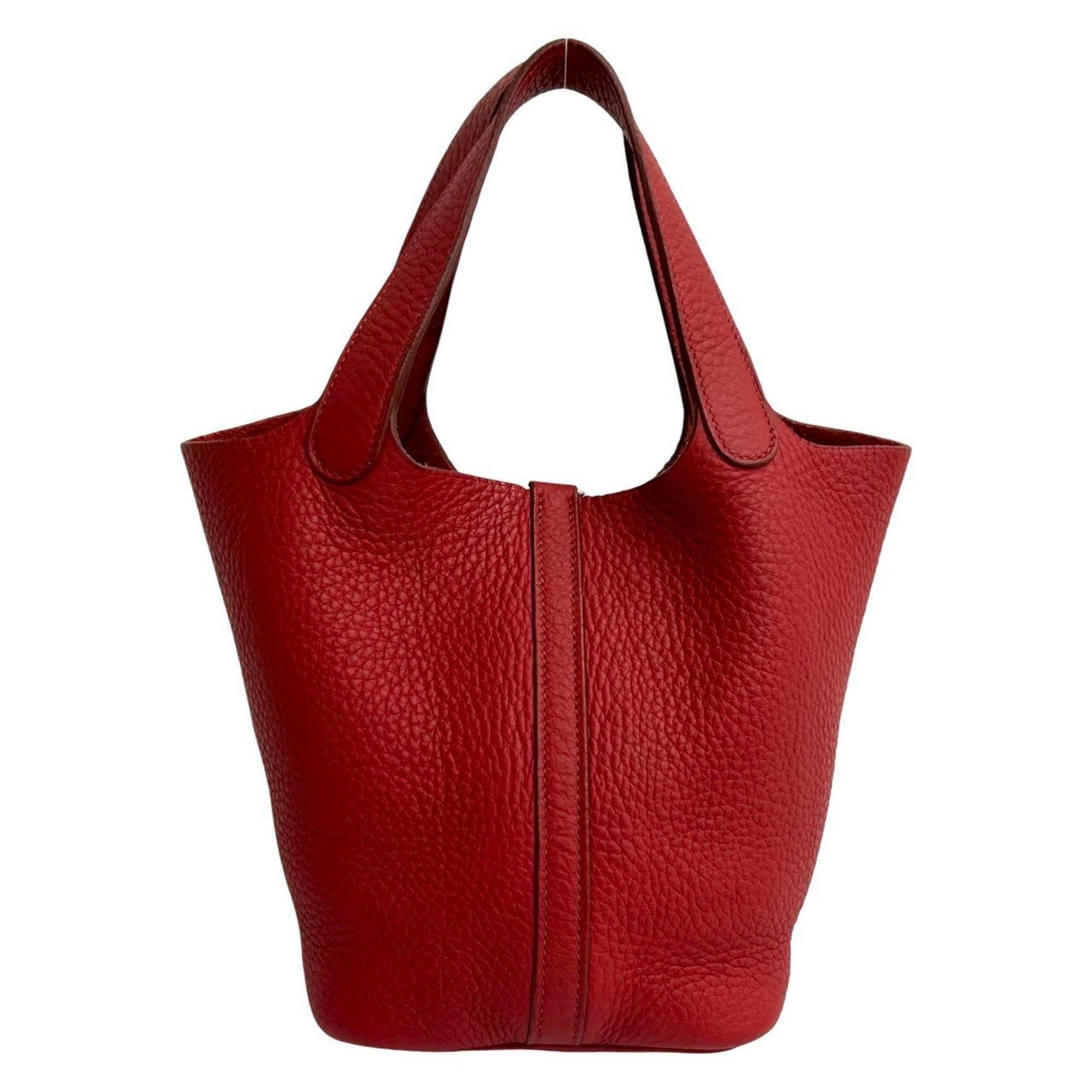 Hermes Red Color Taurillon Clemence Leather Handbag Tote Bag (Pre-Owned)