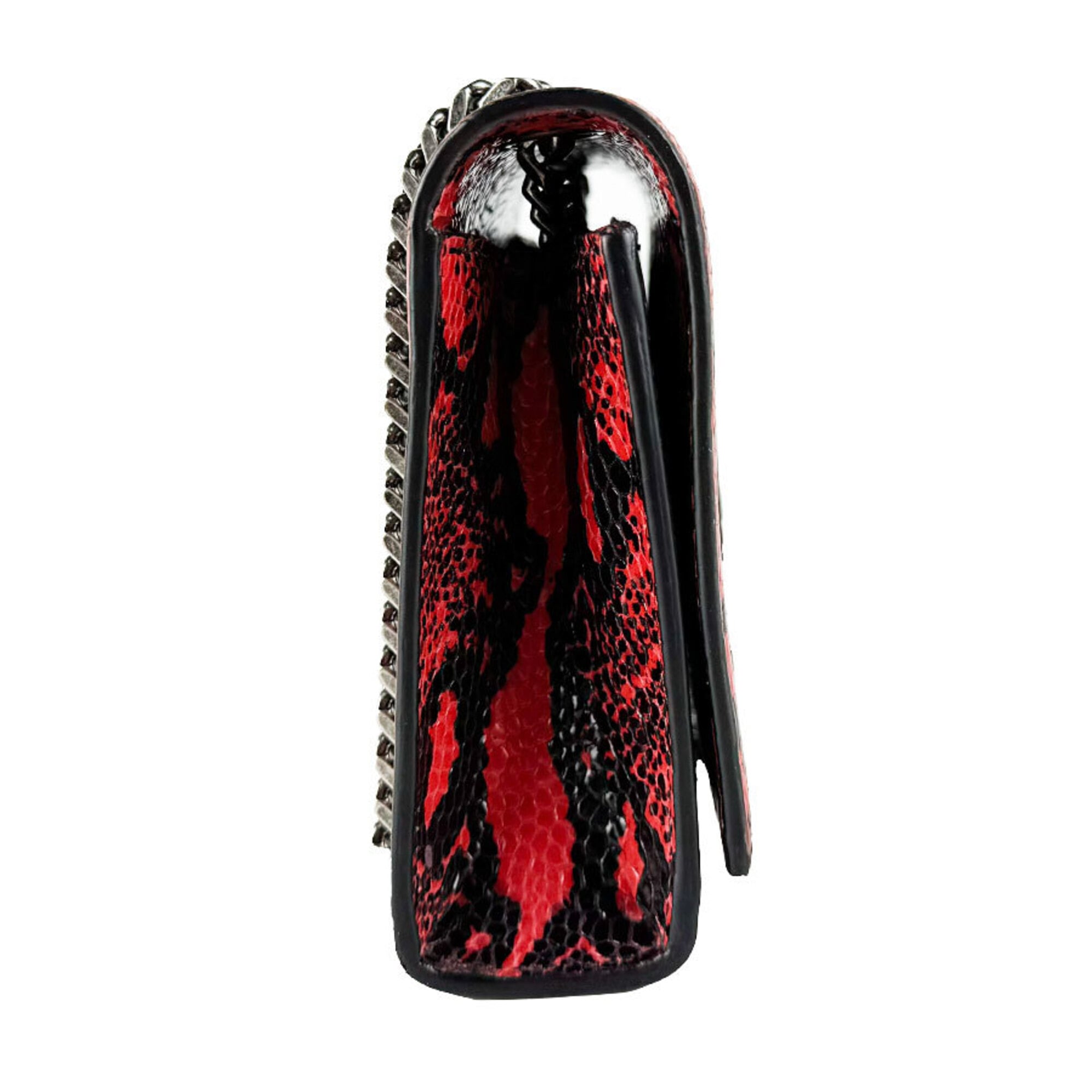 Saint Laurent Black Red Color Leather Shoulder Bag (Pre-Owned)