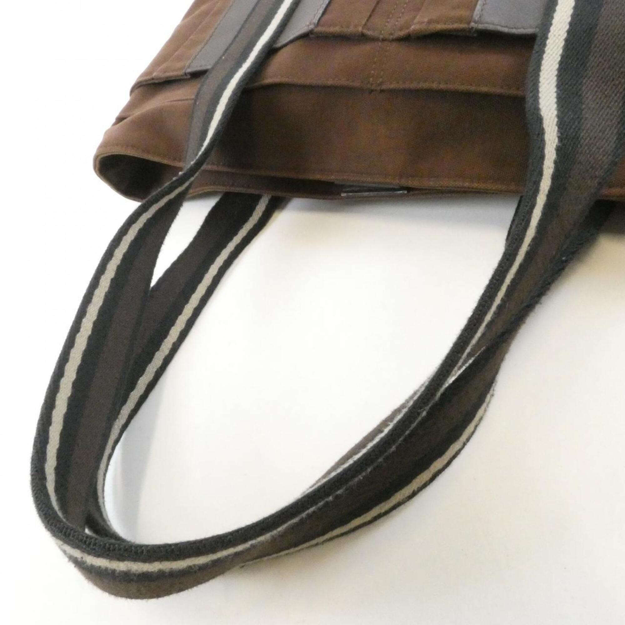 Hermes Troca Horizontal Chocolat Canvas Handbag (Pre-Owned)