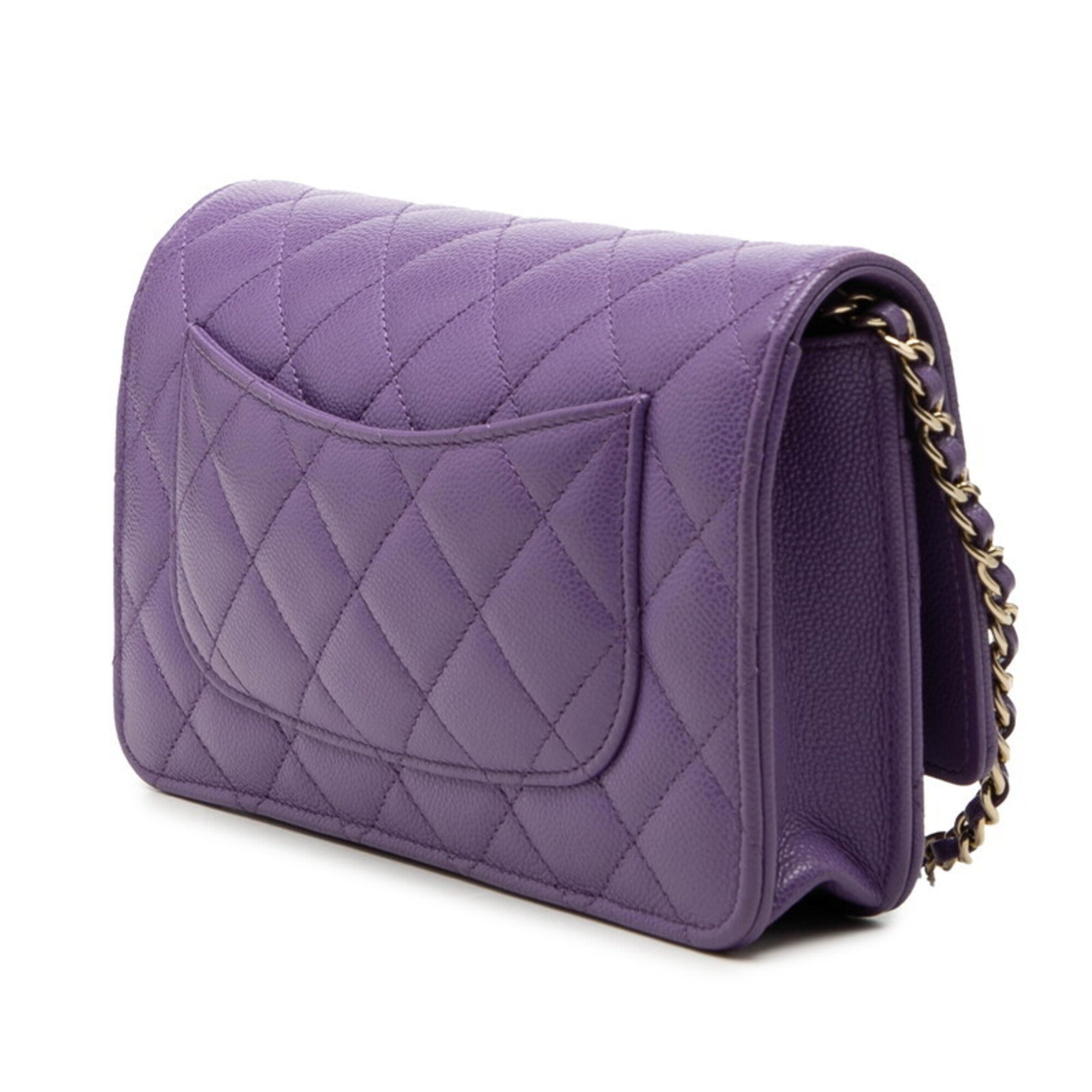 Chanel Matelasse Gold Purple Grained Calfskin Shoulder Bag (Pre-Owned)
